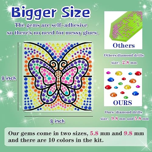 Miniatura 8 de WAHFNG Gem Art, kit de pintura de diamantes para niños, haz tus propios llaveros y atrapasoles  Artes y manualidades para niñas y niños de 6 a 12