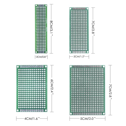 Miniatura 2 de TAKSDAI - Kit de prototipo de placa PCB de doble cara con estuche adicional, 72 piezas de 4 tamaños, placa de prototipo universal, prototipo de
