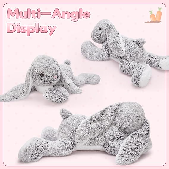 MorisMos 80 cm Long Giant Rabbit Cuddly Toy XXL Large Grey Easter Bunny Stuffed Toy Soft Rabbit Plush Rabbit Doll Cuddly Bunny Birthday Christmas Gift Children Baby Easter Decoration