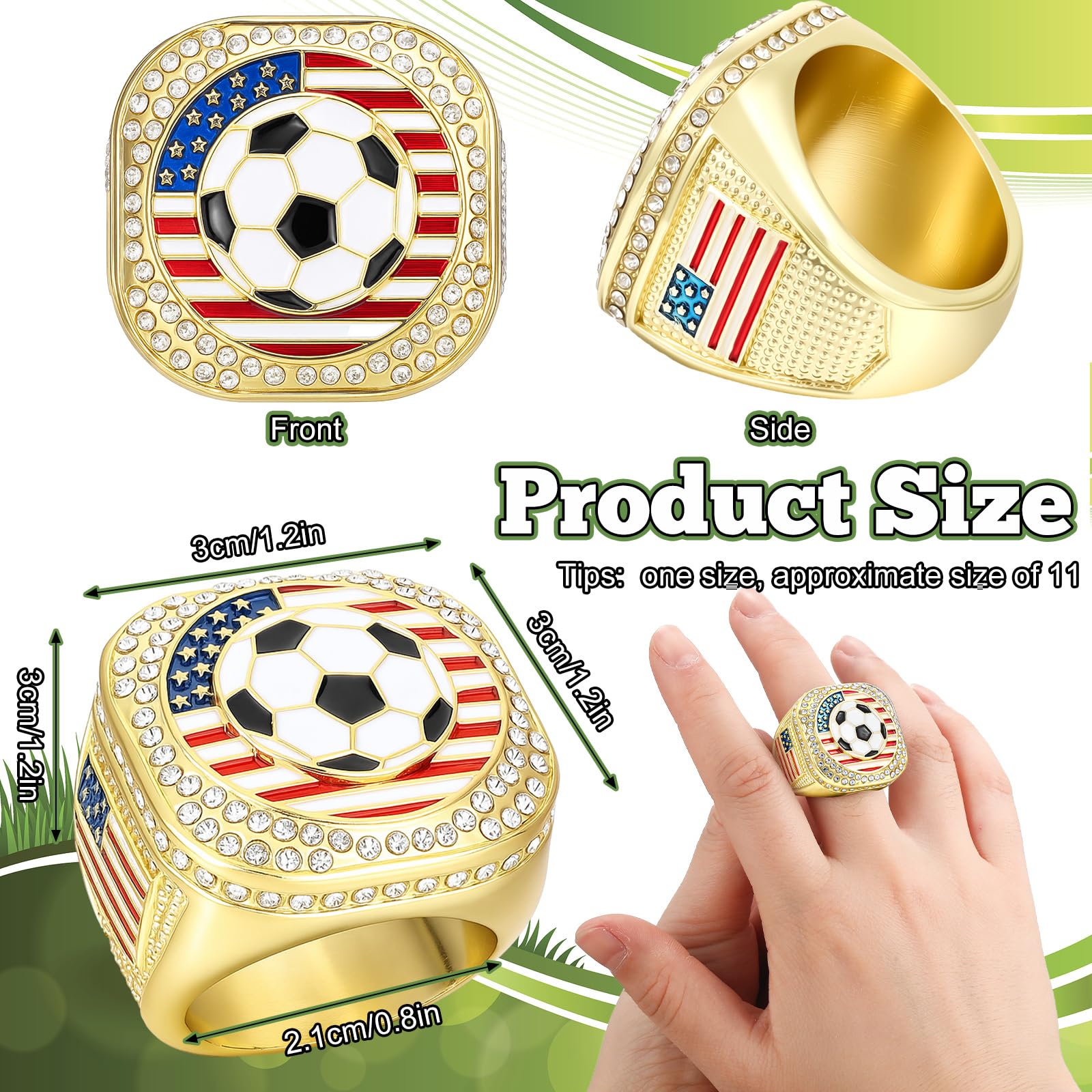 Landical 12 Set Championship Ring mit Vitrine und Ständer Halter Meisterschaft Ring Box Acryl Vitrine und Halter Champion Trophäe Ringe für Ligasieger