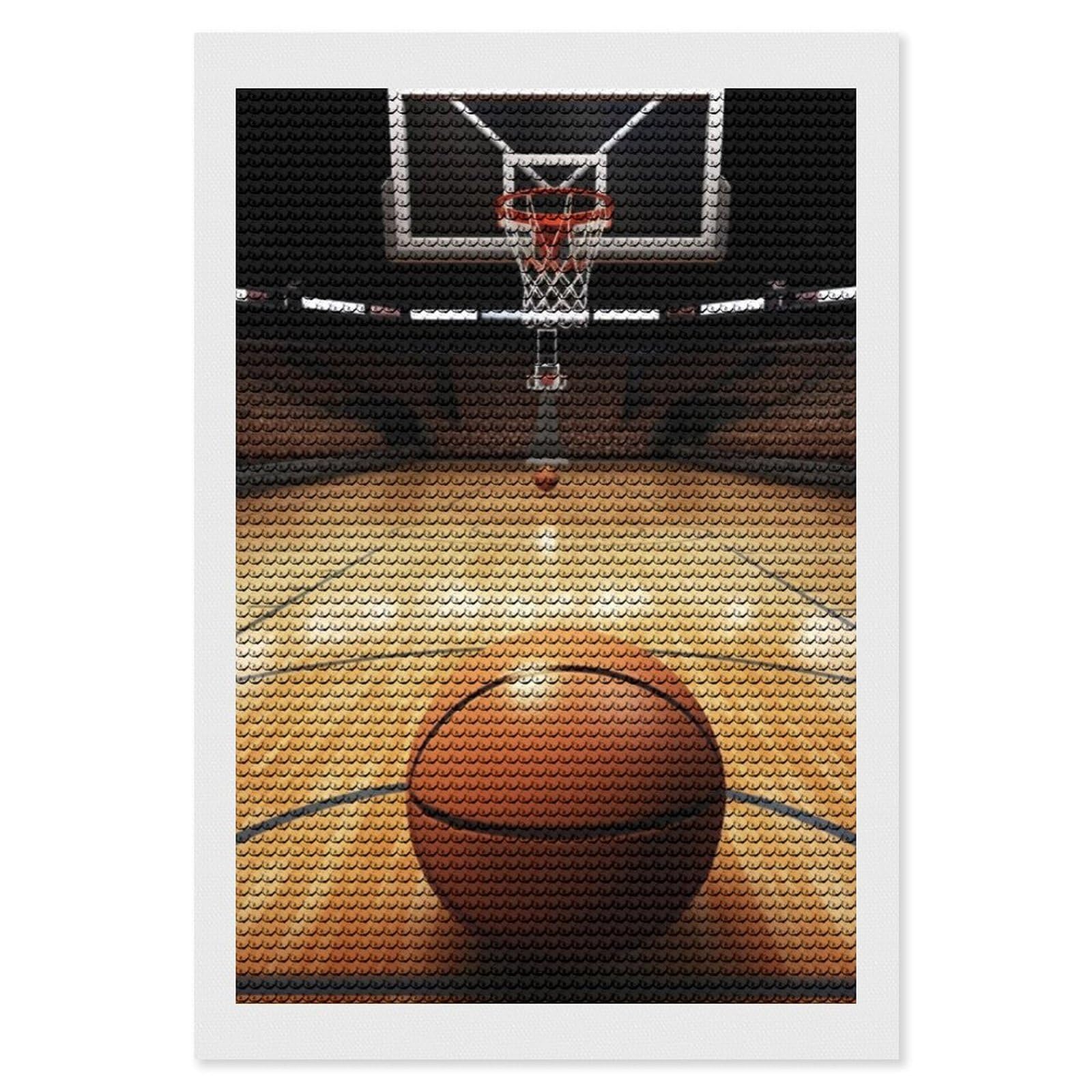 Basketball Diamond Art Kits for Adults, DIY 5D Diamonds Painting Kits for Beginner, Round Full Drill Diamond Dots Painting, Diamonds Pictures Gem Art and Crafts Wall Decor 8"x12"