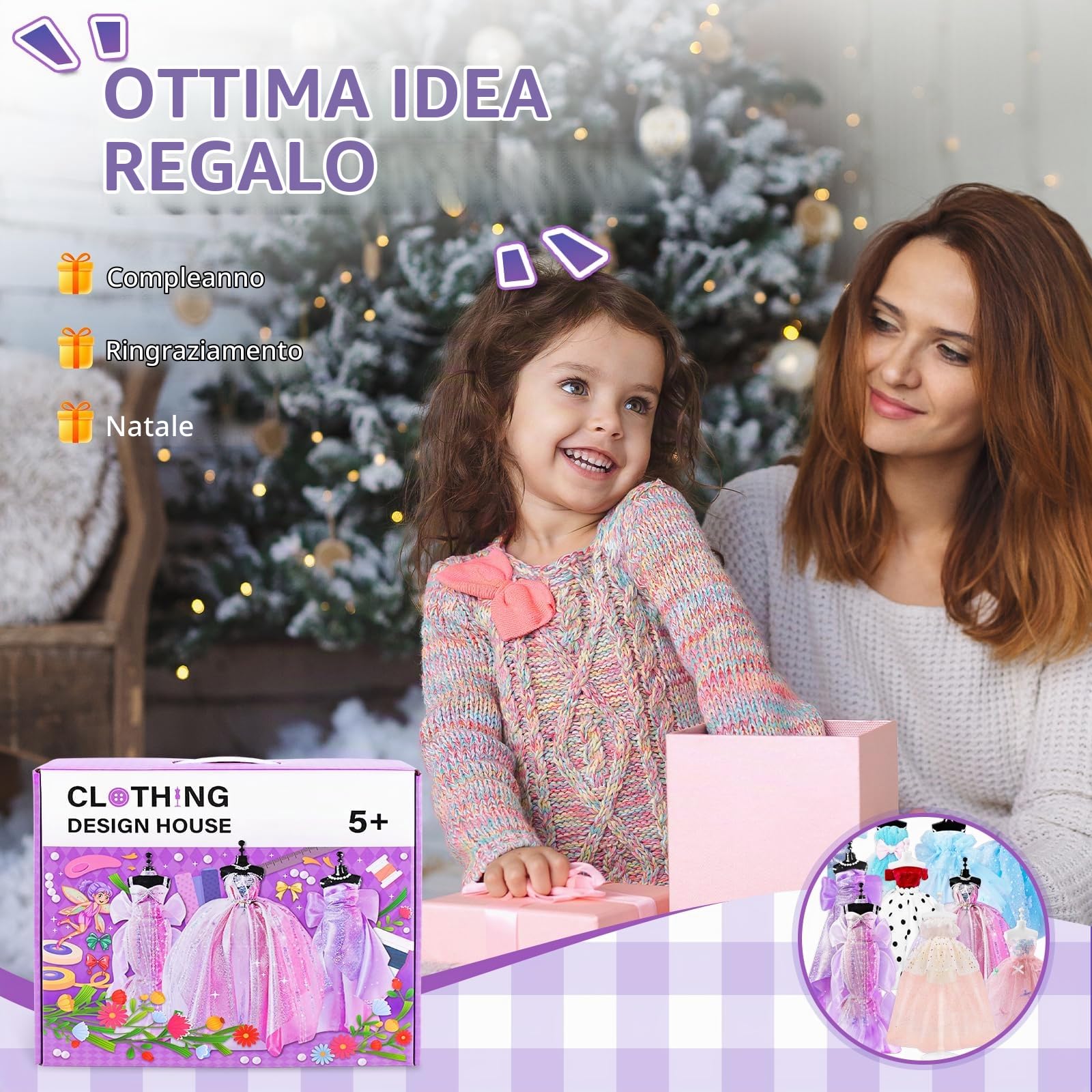 BBWELL Kit di Design di Moda per Ragazze,1200+Kit per Arte e Artigianato Creativi,Lavoretti Creativi Arte e Artigianato Fashion Designer Kit,Cucito Giochi Lavoretti per Ragazze 6-12+ Anni Regali
