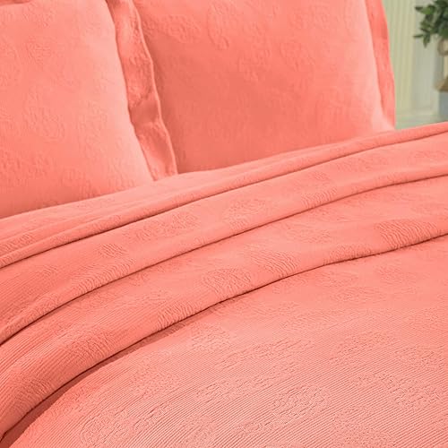 Miniatura 8 de Superior colcha de una plaza de jacquard y matelasse 100 % algodón de alta calidad, turquesa, individual, Coral, gemelo