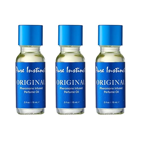 Pure Instinct Paquete de 3 – La colonia de perfume de aceite esencial original con infusión de feromonas – Unisex para hombres y mujeres – TSA Ready