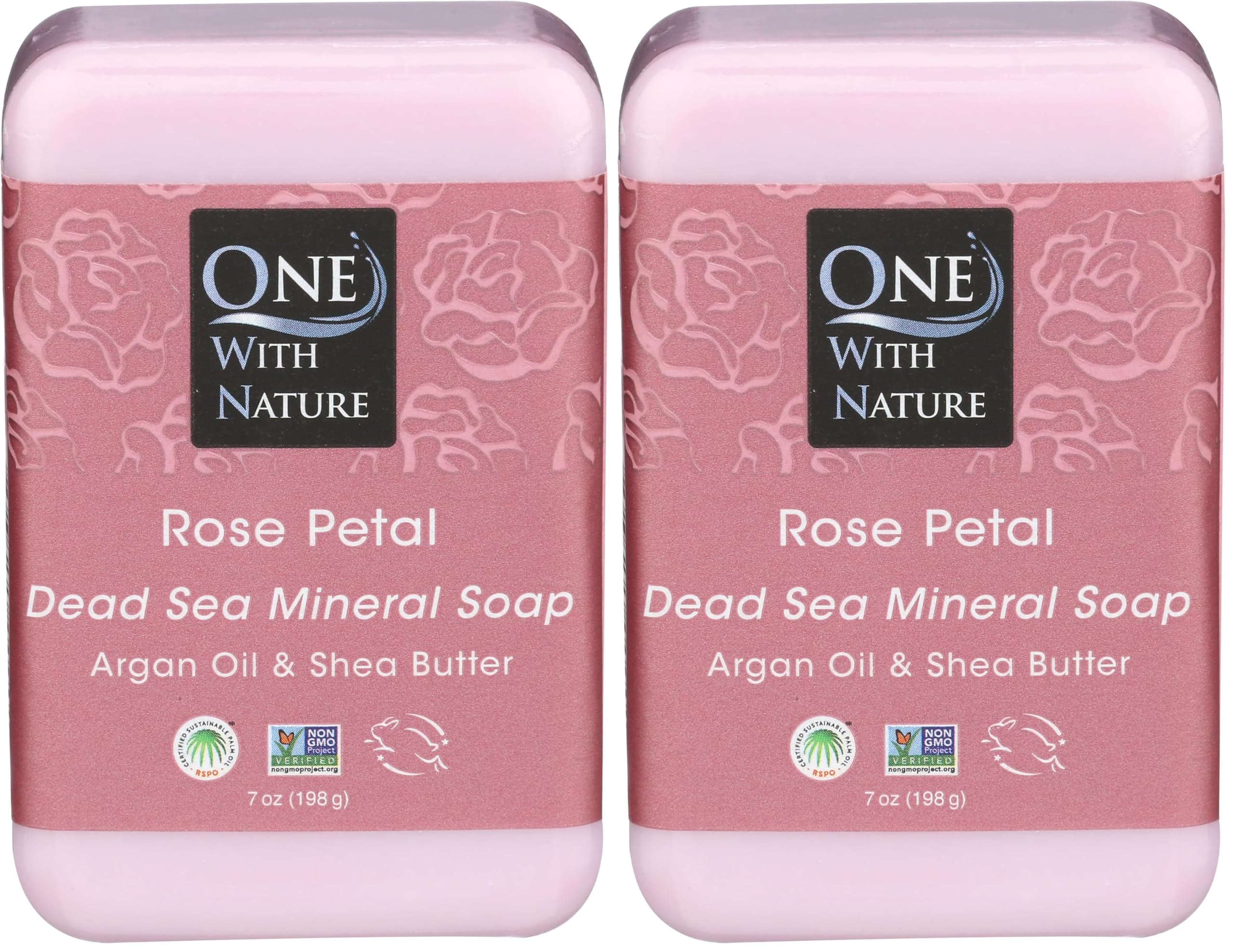 One With Nature Soap Bar Rose Petal, 7 oz (Pack of 2)