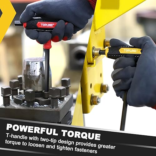 Miniatura 5 de Topline Juego de llaves Allen de 14 piezas, mango en T métrico y SAE, juego de llaves hexagonales de brazo largo con caja de almacenamiento, juego