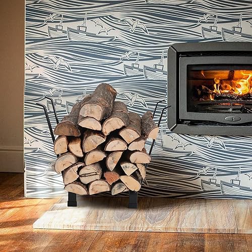 Miniatura 5 de GREEN PARTY Estante para leña de 20 pulgadas para interiores y exteriores, soporte de madera para chimenea, almacenamiento de leña y accesorios para