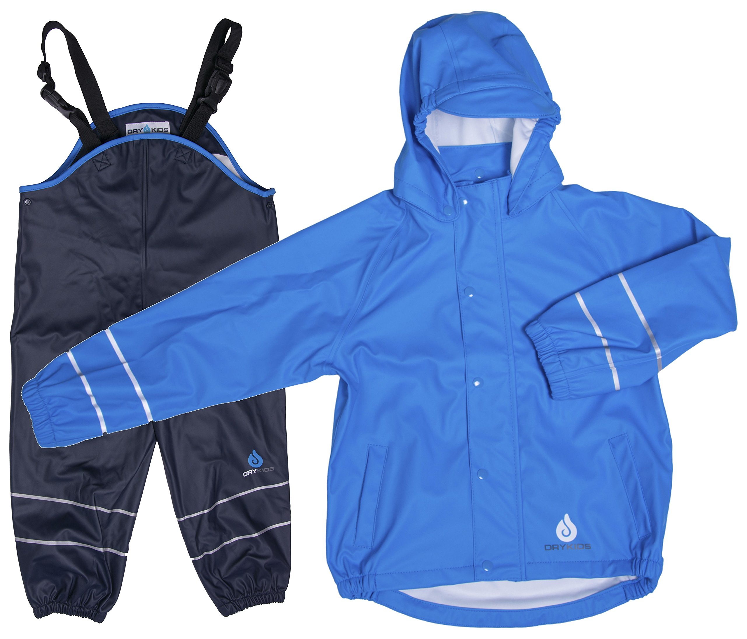 DRY KIDS Childrens PU Jacket & Dungarees set Tuq/Nav 9/10yrs