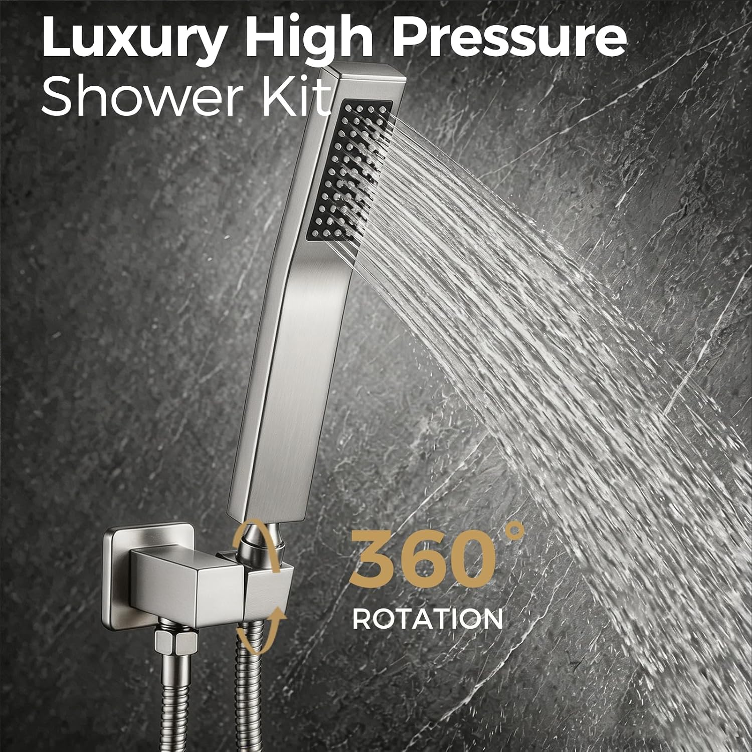 Handheld Shower Head Set High Pressure with Hose and Holder Brushed Nickel image 4