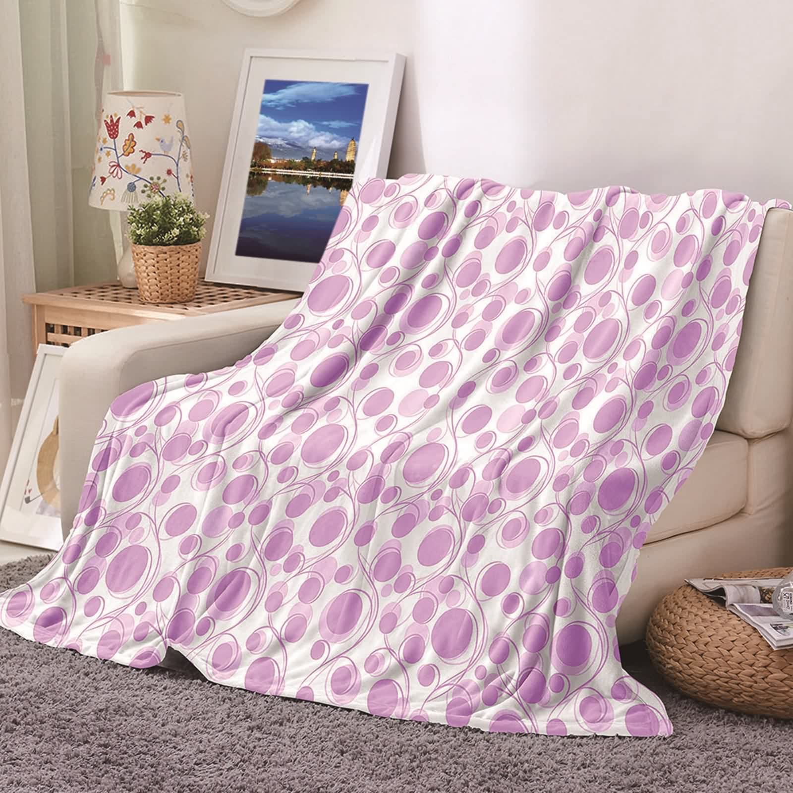 Plaid couverture polaire doux lit chambre ou canapé couverture flannel rose