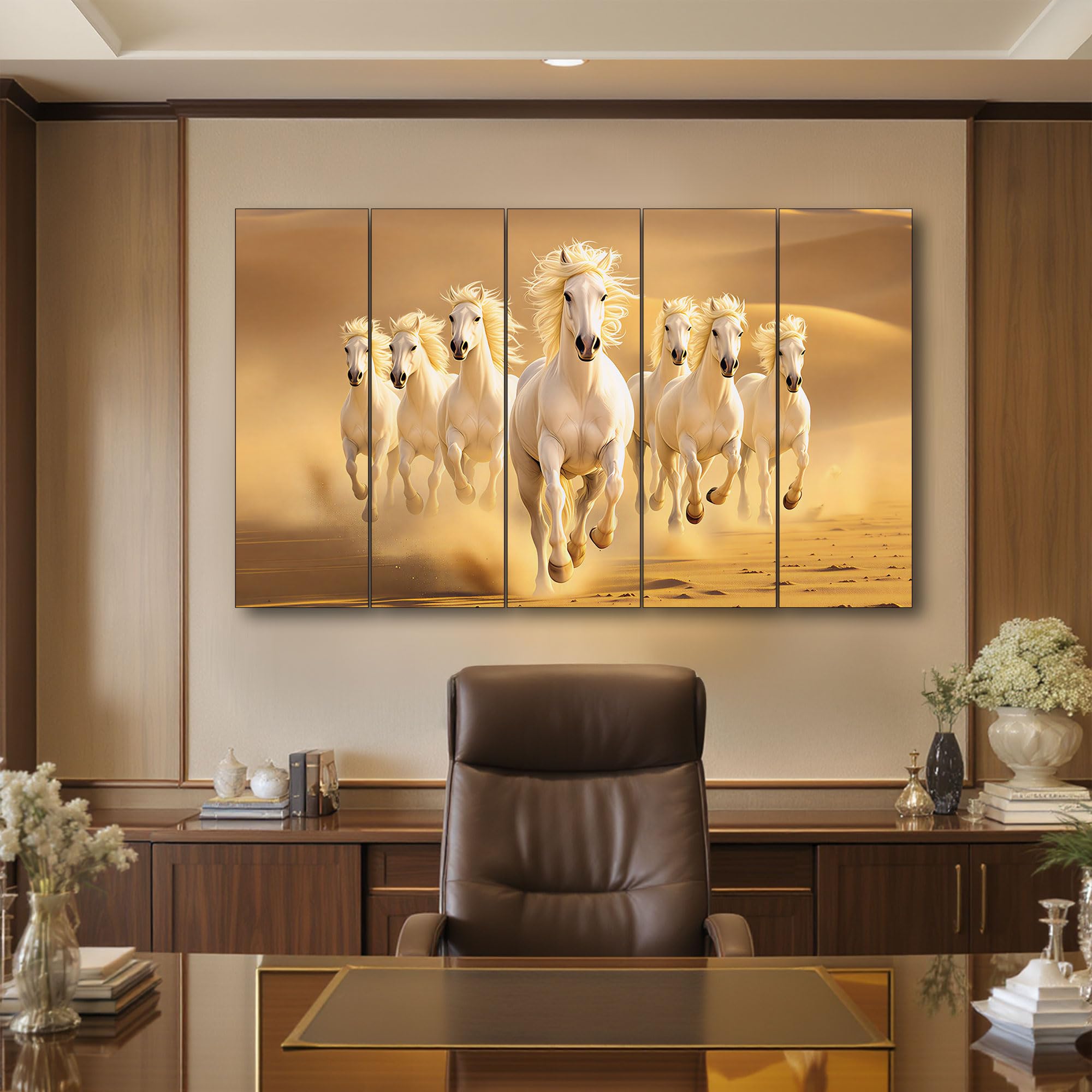 Running Horses Wall Art - Vastu Painting with Wooden Frame -10 Running Horses Wall Art - Vastu Painting with Wooden Frame -10