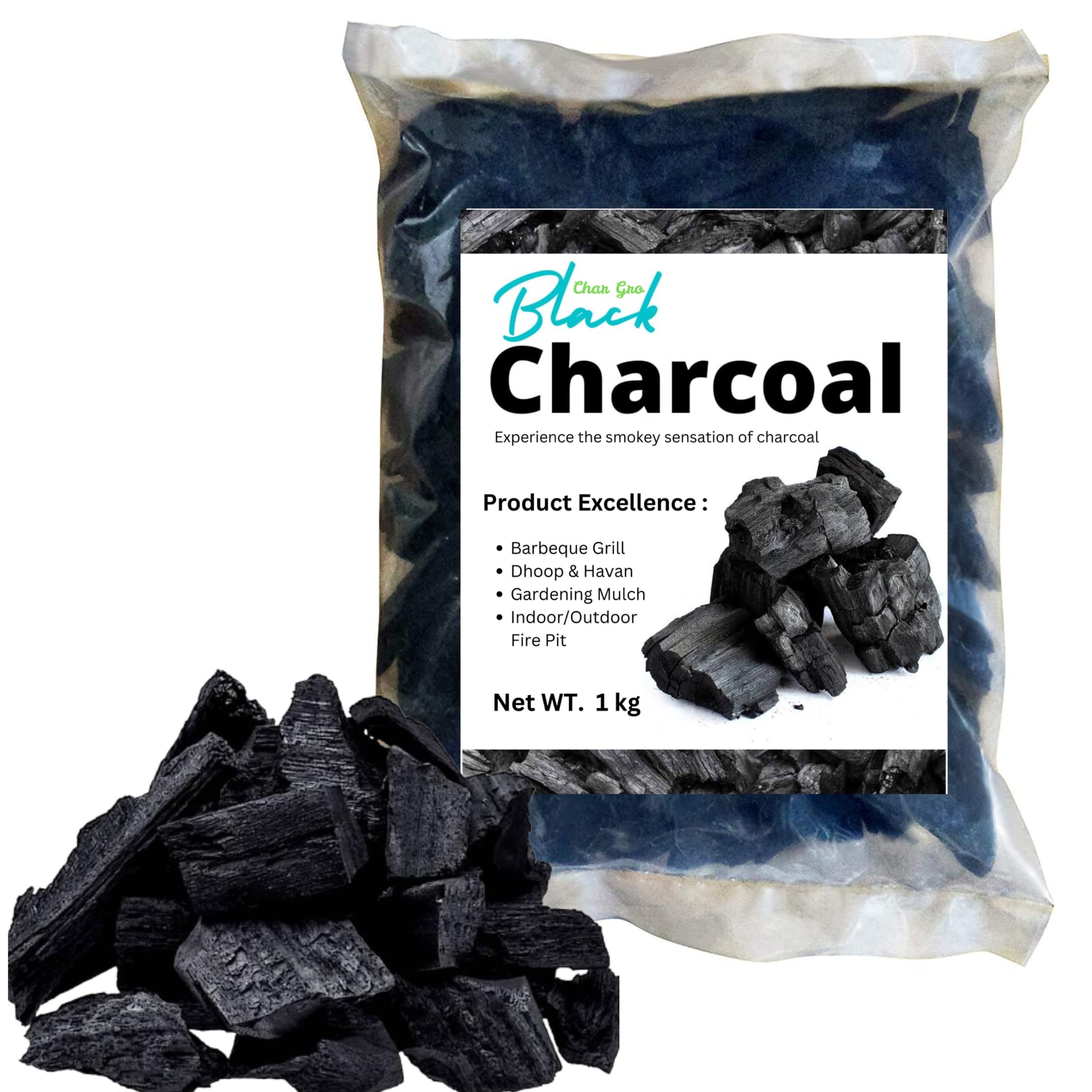 Eco-Friendly Natural Wood Charcoal 1kg- for Pooja Dhoop, Havan-Barbeque-Grilling-Cooking-Broiling-Long Burning Coal for Cooking Home,Kitchen & Gardening Use.