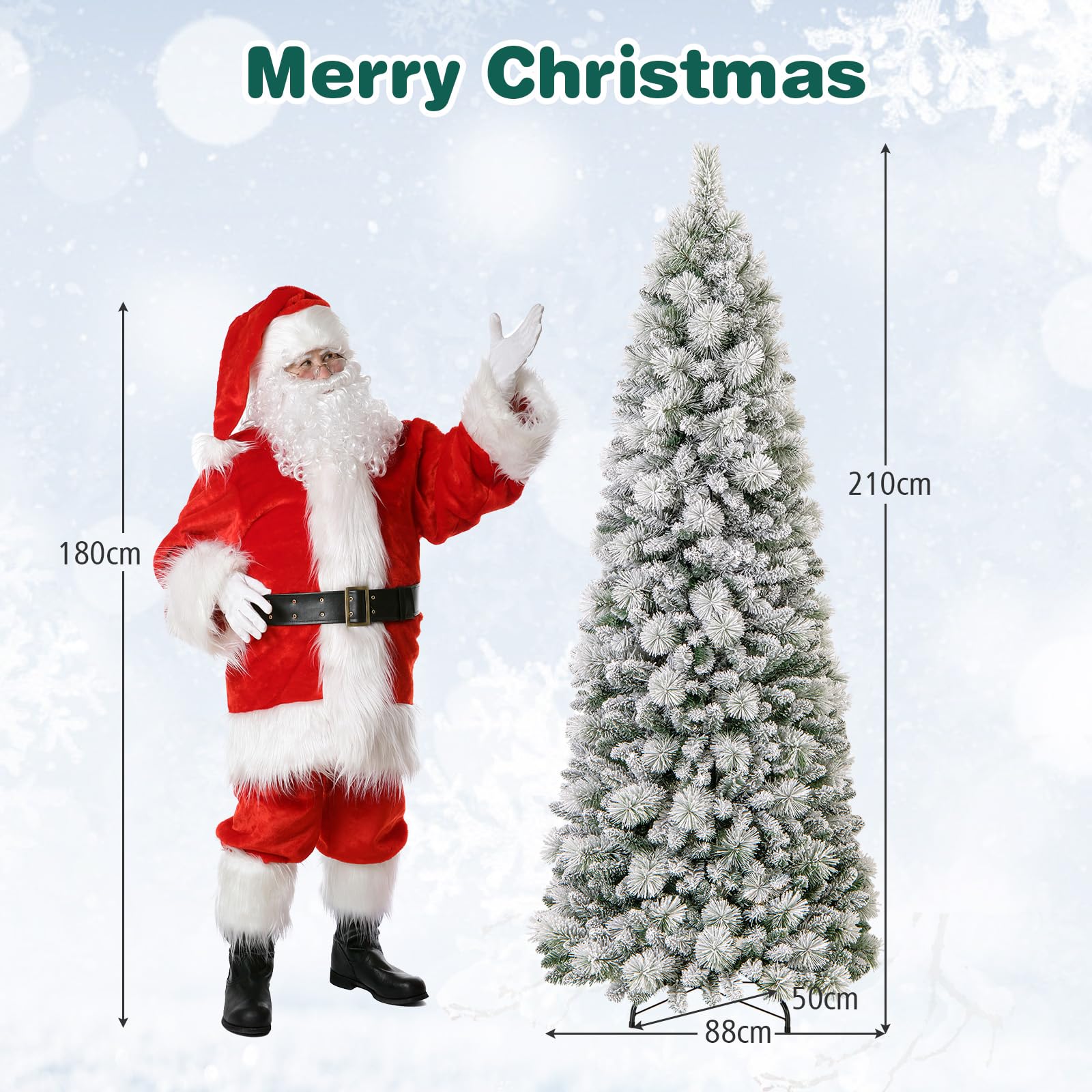 Amazon.de: COSTWAY 210 cm Knstlicher Weihnachtsbaum mit Beleuchtung, Pop  Up Tannenbaum mit 200 warmweie LED-Lichtern & 680 Zweigspitzen, beflockter  Christbaum, Festbaum Kunstbaum fr Zuhause, Geschft & Bro