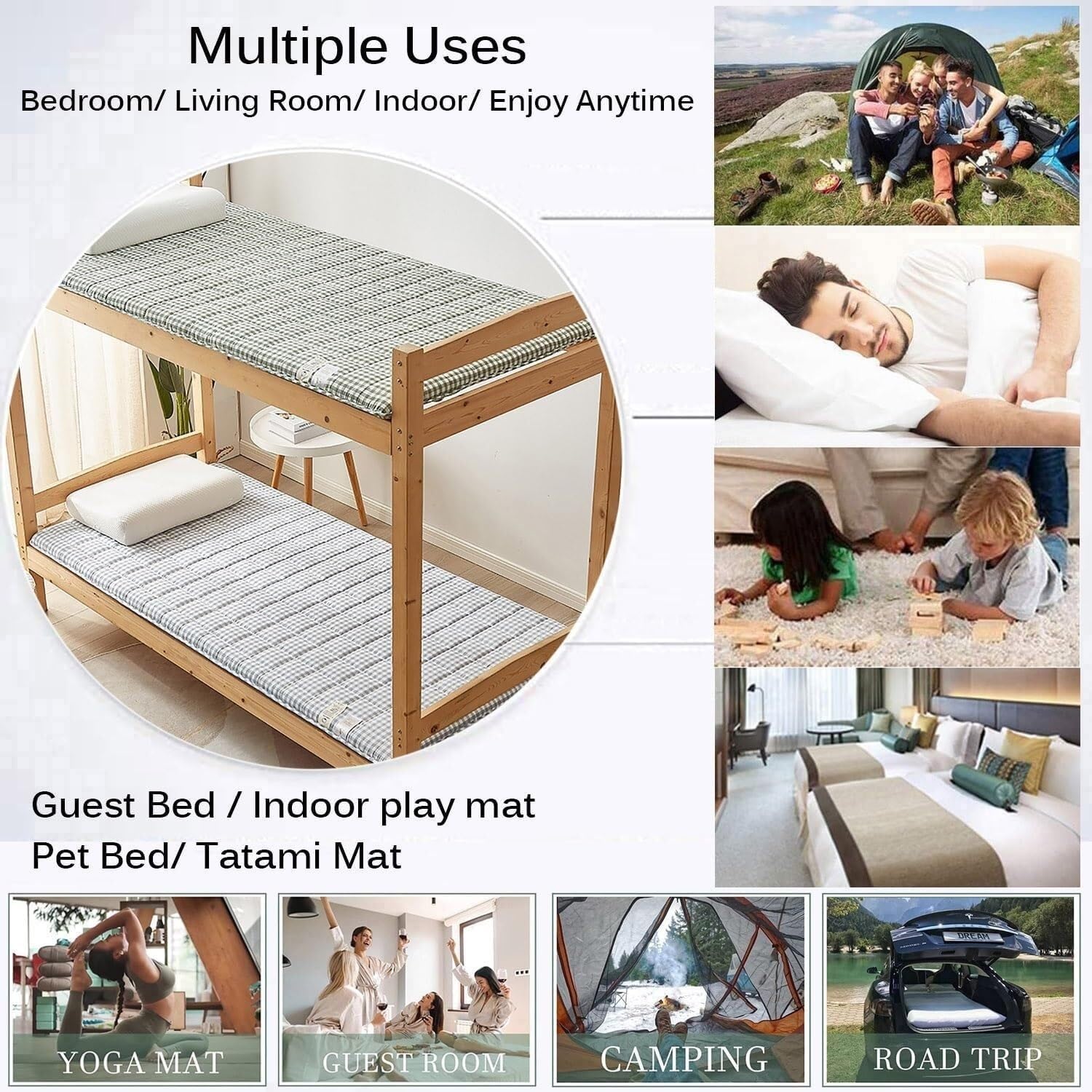 Futon giapponese trapuntato salvaspazio bed,Materasso futon da pavimento,Applicabile A Camera Da Letto/soggiorno/tappetino(01,180x200cm)