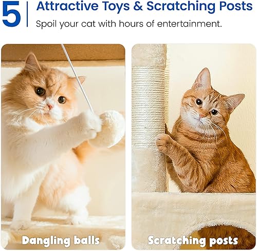 Miniatura 8 de MWPO Árbol extragrande para gatos de interior, torre para gatos de 70.1 pulgadas de alto con 3 condominios grandes, soporte de varios niveles para