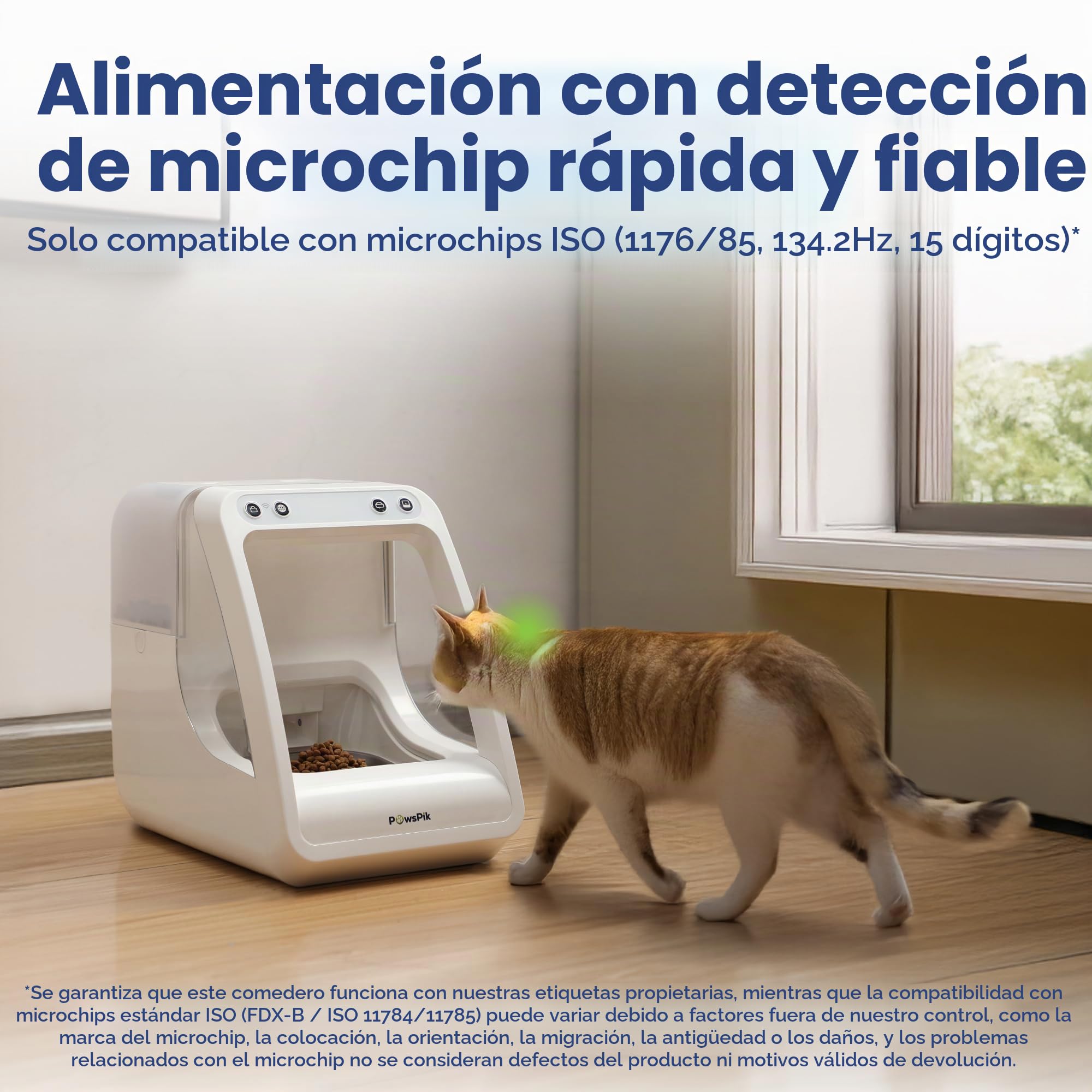 PawsPik - Alimentador automático de Microchip RFID para Mascotas, para Gatos y Perros pequeños, 16 Tazas, Compatible con Microchip ISO, Control de aplicación, Control de porciones, Adecuado para