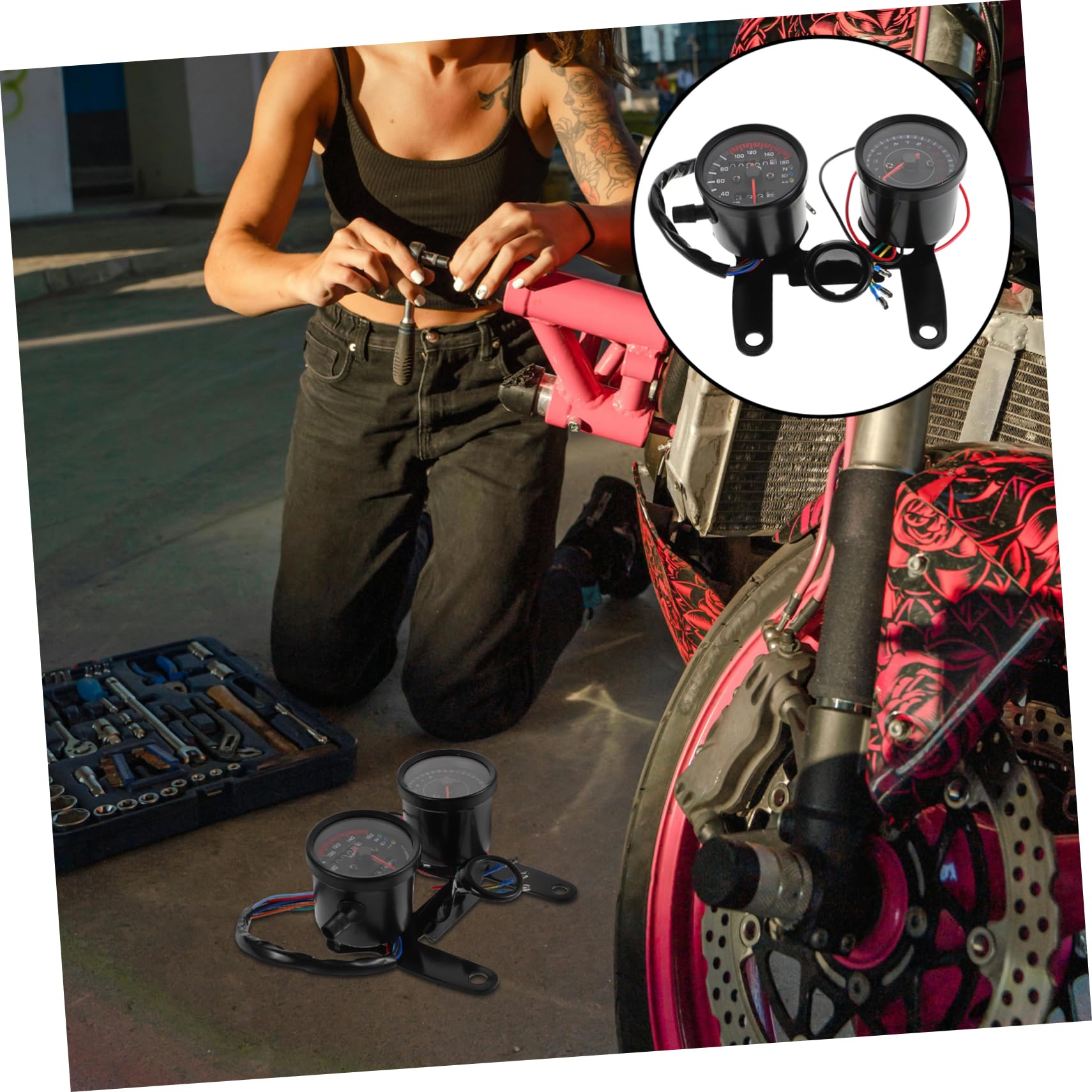 Medidor De Cuadro De Instrumentos Bicicleta Cuatrimoto Chopper Freno Pastillas Soporte Universal