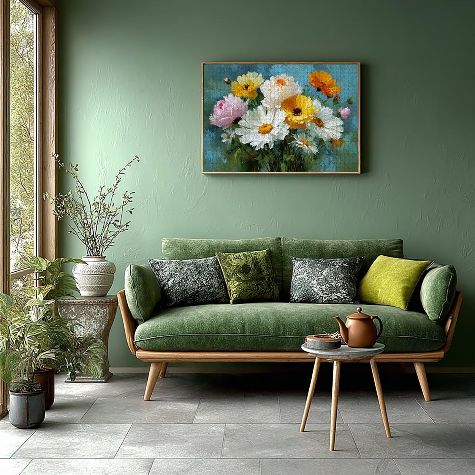 Malowane drewniane puzzle 2000 sztuk, kwiat puzzle dla dorosłych z pudełkiem 99 x 70 cm, łamigłówki, dla mężczyzn kobiet nastolatek, kreatywne gry logiczne, dekoracja domu prezent, 1-9892