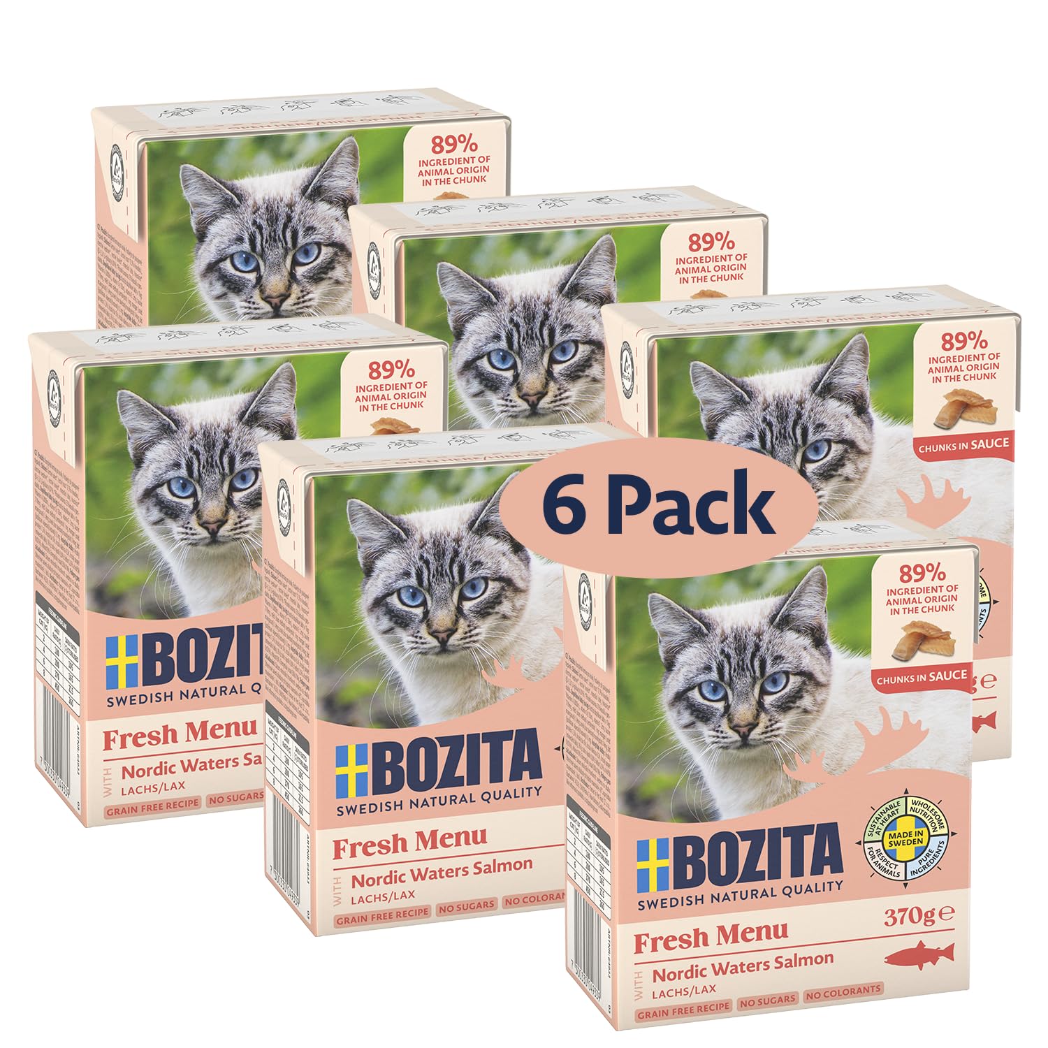 Bozita Confezione Prova Cibo Umido Per Gatti Sterilizzati – 6 X 370 G, Senza Cereali E Senza Zucchero