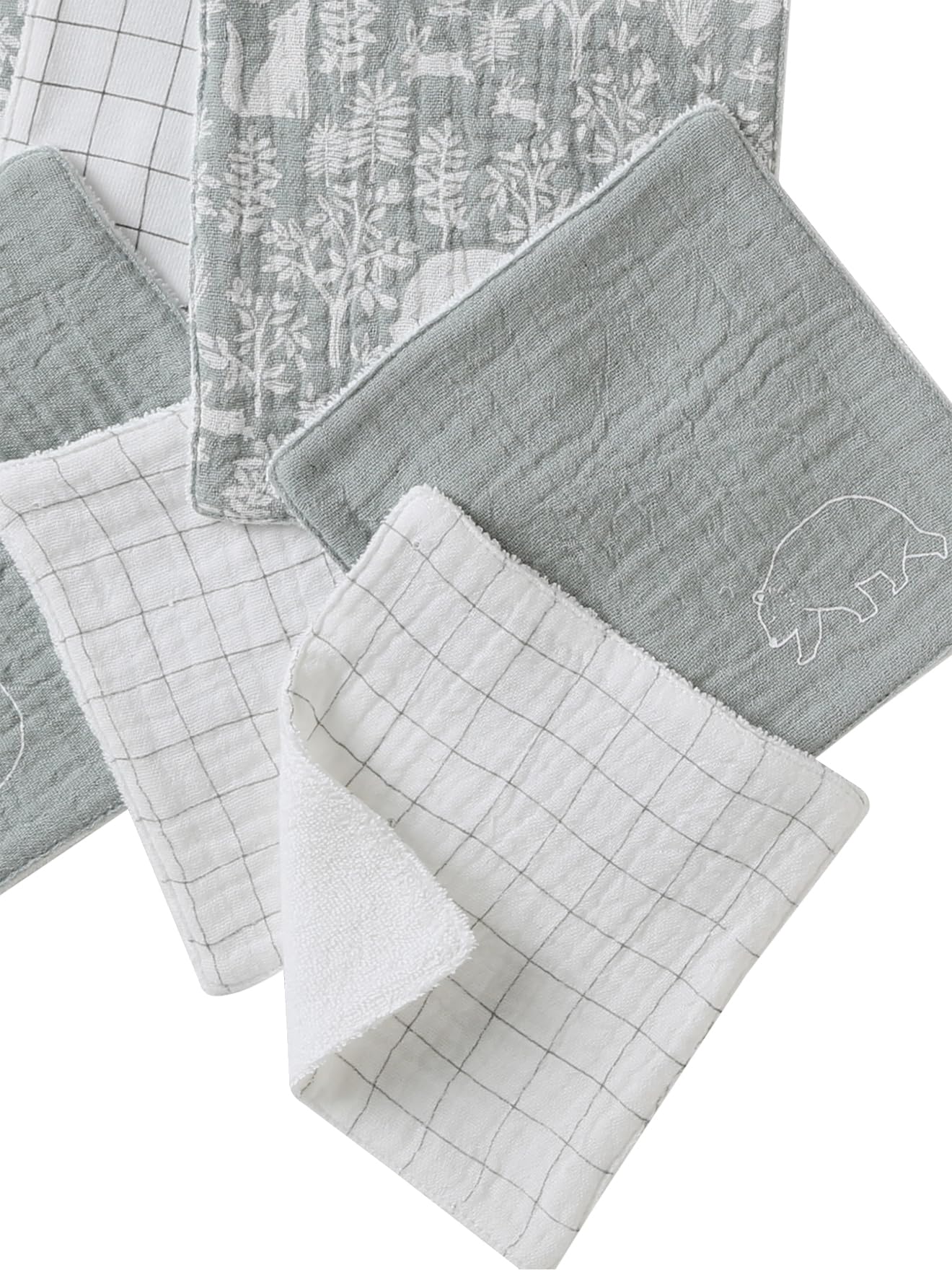 VERTBAUDET Lot de 6 lingettes lavables bleu grisé TU