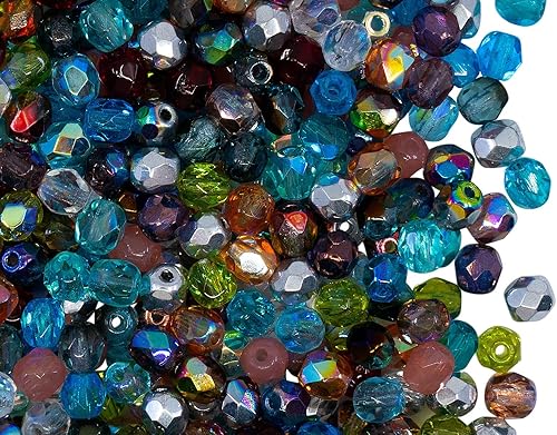 SCARA Beads 1.8 oz (1.76 oz, cca 600pcs) Cuentas de vidrio checo facetadas redondas 0.157 in Mix