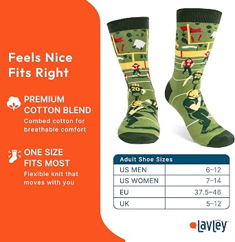 Lavley Funny Socks for Sports Fans and Players - Cool Novelty Gifts for Men, Women, Teens