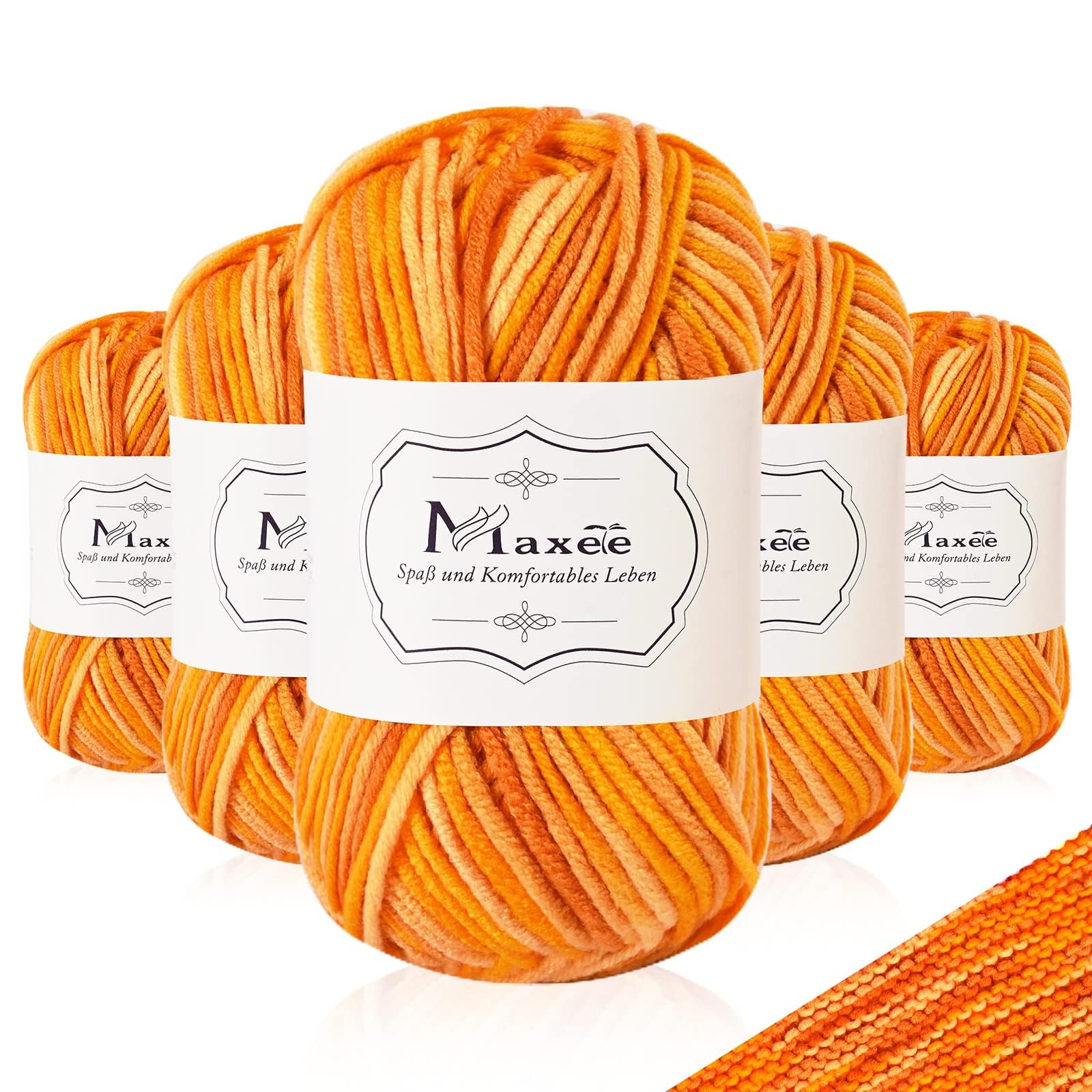 Maxee Handstrickgarn, 50 g Häkelgarn, Bunt Farbverlauf Acrylgarn zum Stricken, Weicher Wolle zum Häkeln, Mehrfarbiges Garn zum Stricken Häkeln und Basteln