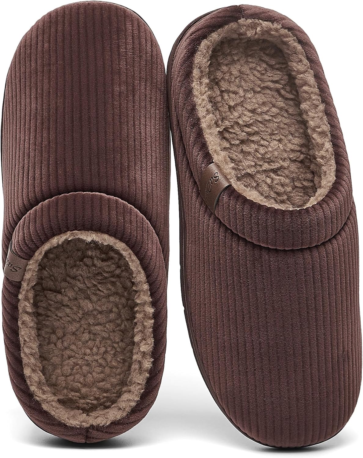 Men's Fuzzy Slippers with Warm Polar Fleece Lining & Memory Foam Insoles for Comfortable - Arch Support House Shoes for Indoor Outdoor Use