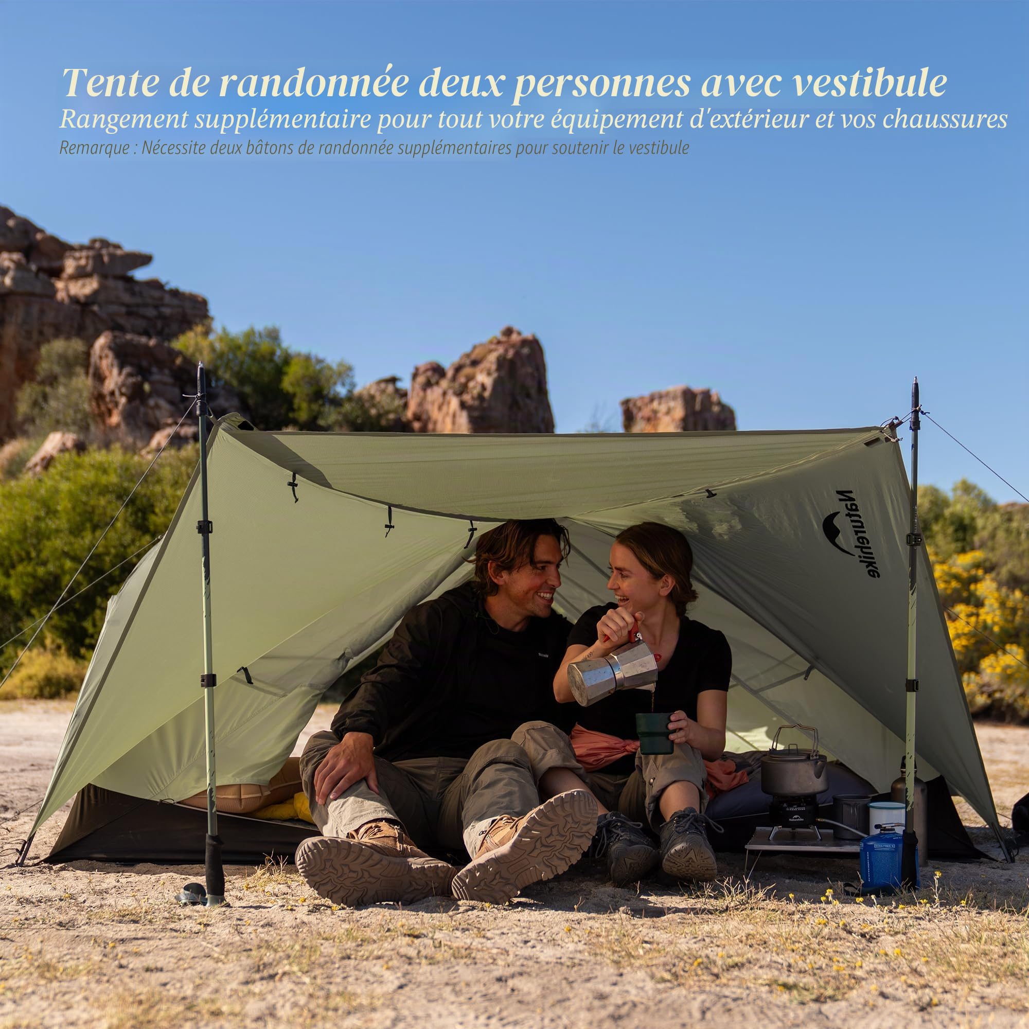 Naturehike Mongar Pro Tente de trekking ultra légère coupe-vent imperméable portable pour 1, 2 et 3 personnes 3-4 saisons pour le camping et la randonnée