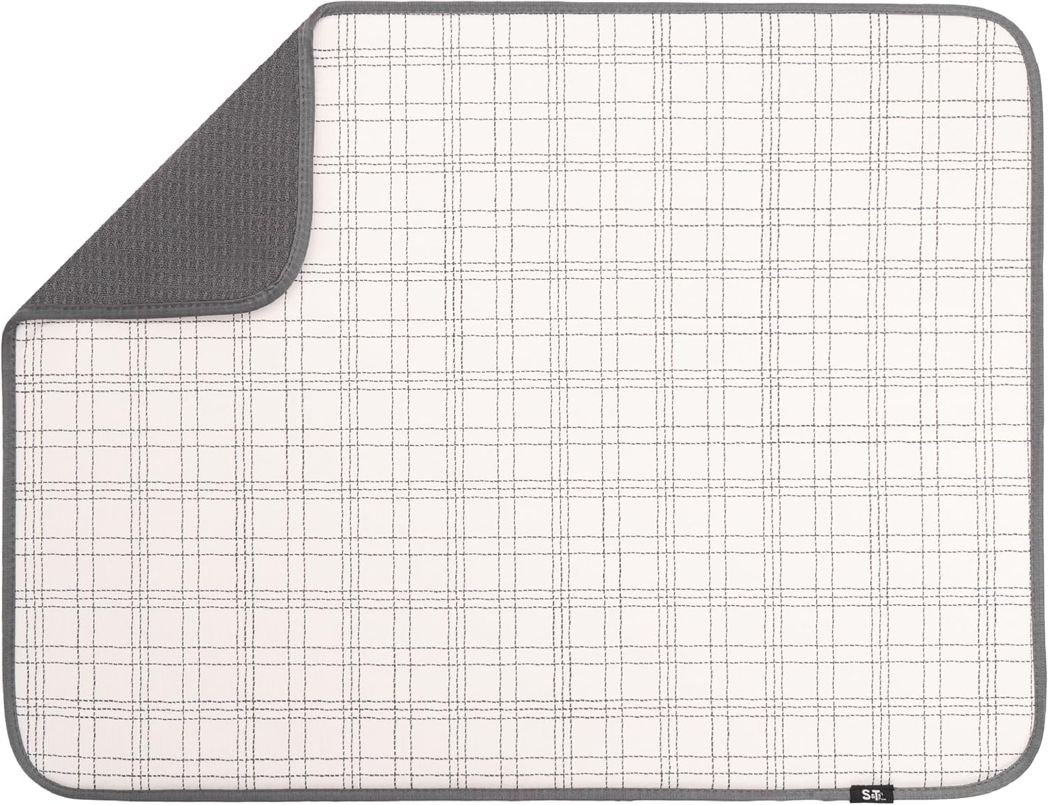 Microfibre Dish Drying mat XXL for Kitchen Soft Draining Board Mat Large Washing Up Drying Mat Super Absorbent Quick Drying 45 x 60 cm Stitched Plaid