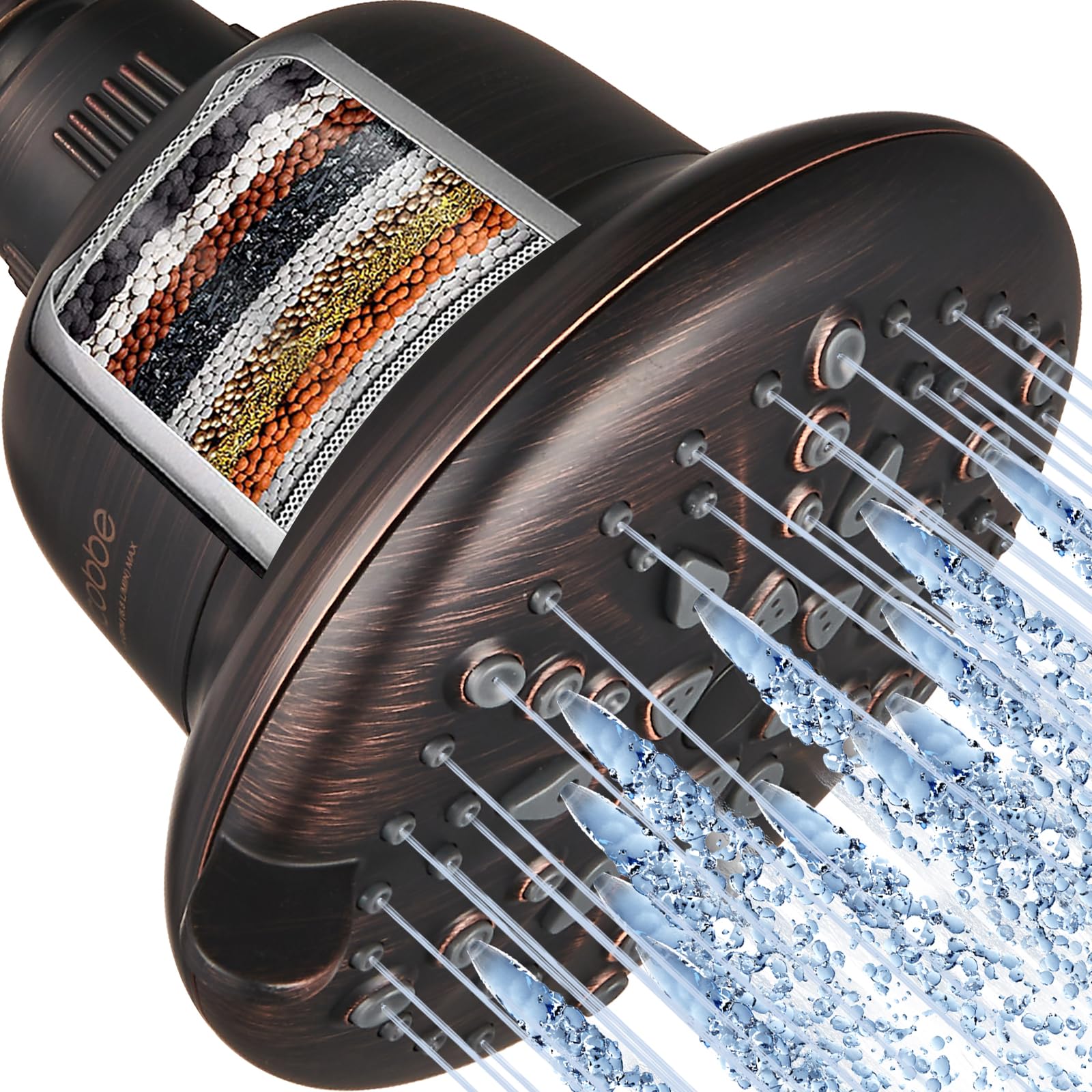 Cobbe Filtered Shower Head, 7 Modes High Pressure Shower Heads - 16 Stage Shower Head Filter for Hard Water for Remove Chlorine and Harmful Substances (Oil Rubbed Bronze, 5 Inch Round)