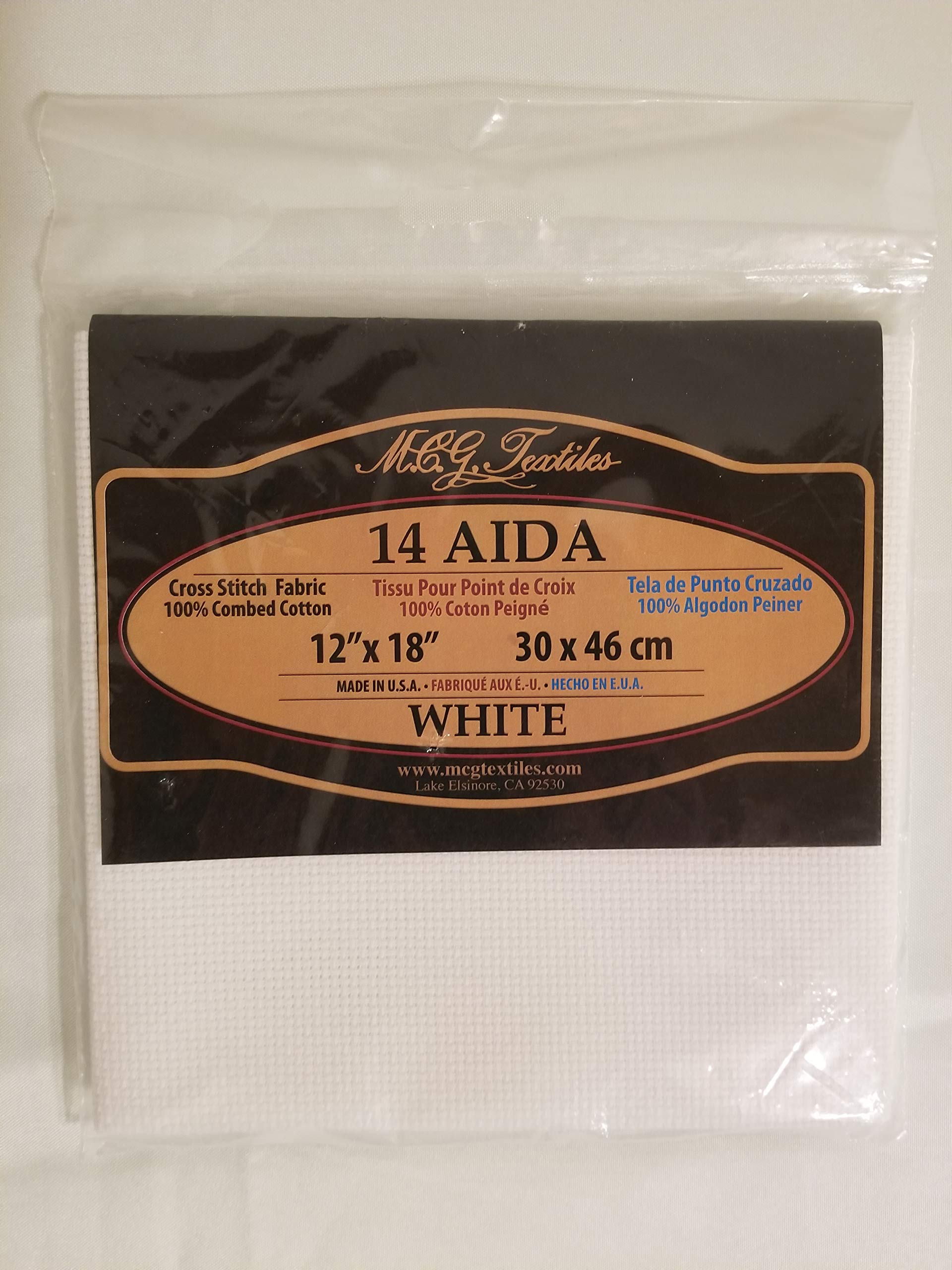 MCG Textiles Aida 12x18 Fabric Woven Cloth, 14 Count, White