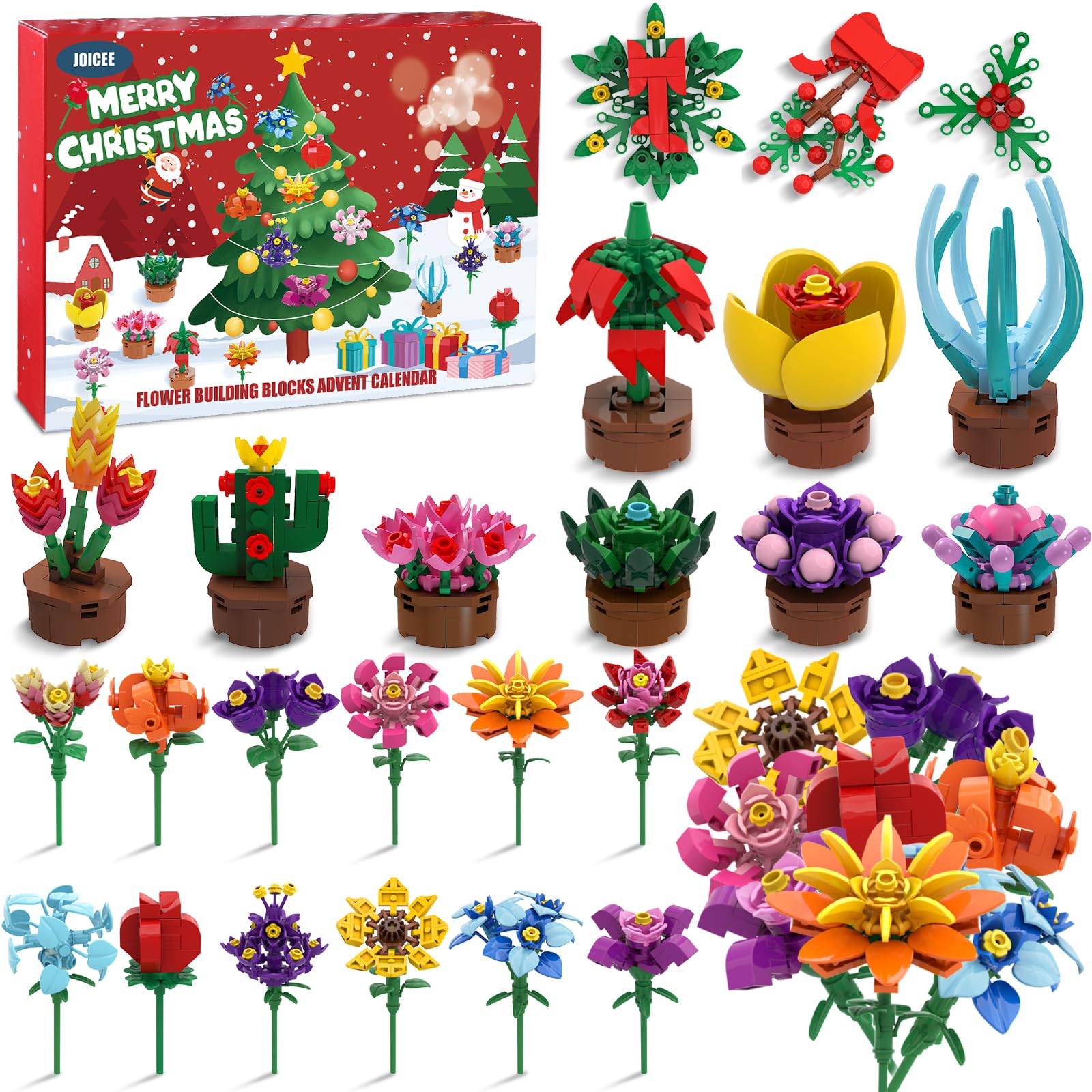 Amazon.com: JOICEE Flowers Building Blocks Set Advent Calendar