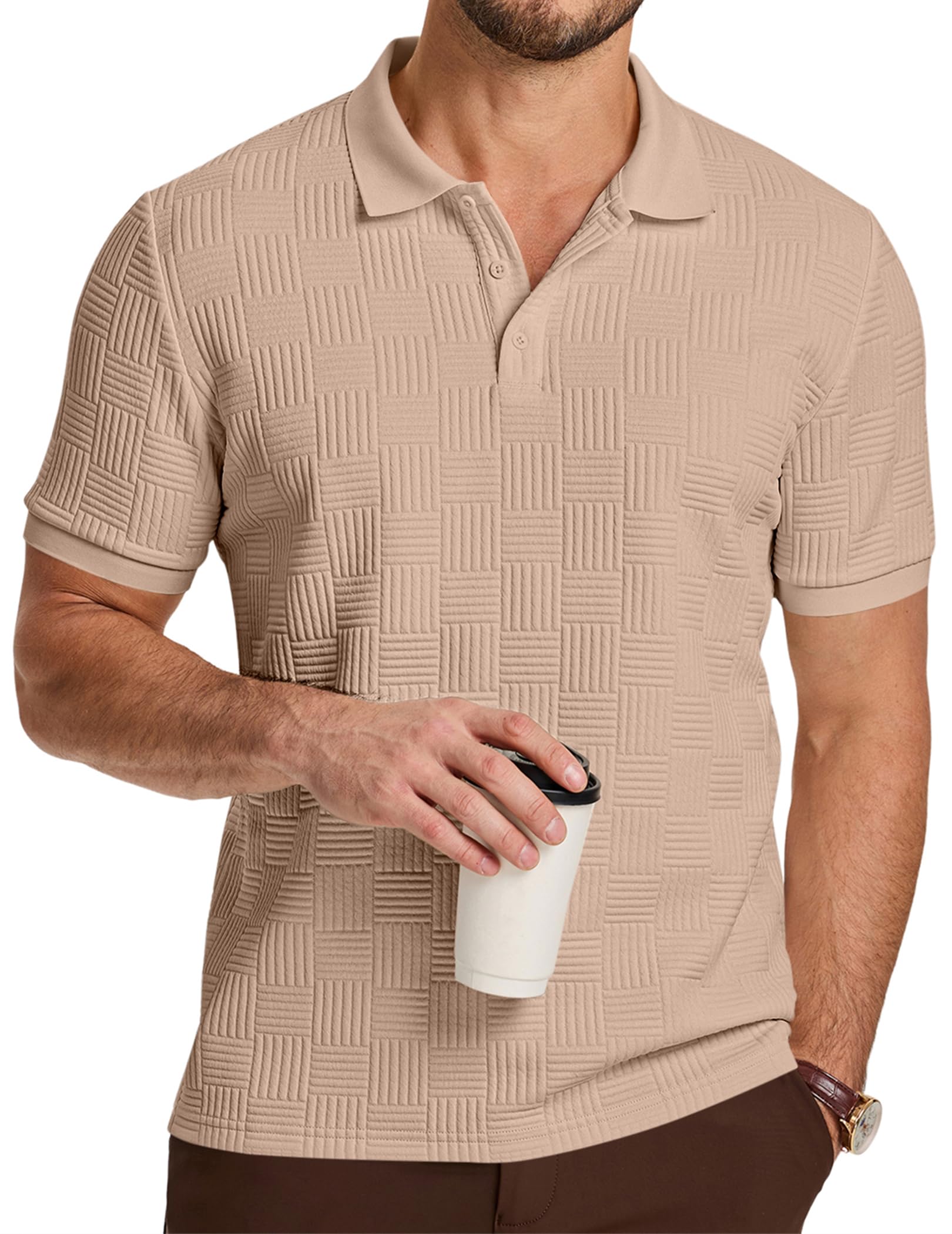 JMIERR Herren Poloshirt Kurzarm Casual Sommer Textured Polo | Regular Fit Poloshirts für Herren,Old money style Polohemd,Stretch Strickpolo Regular Fit,Atmungsaktiv,Maschinenwaschbar