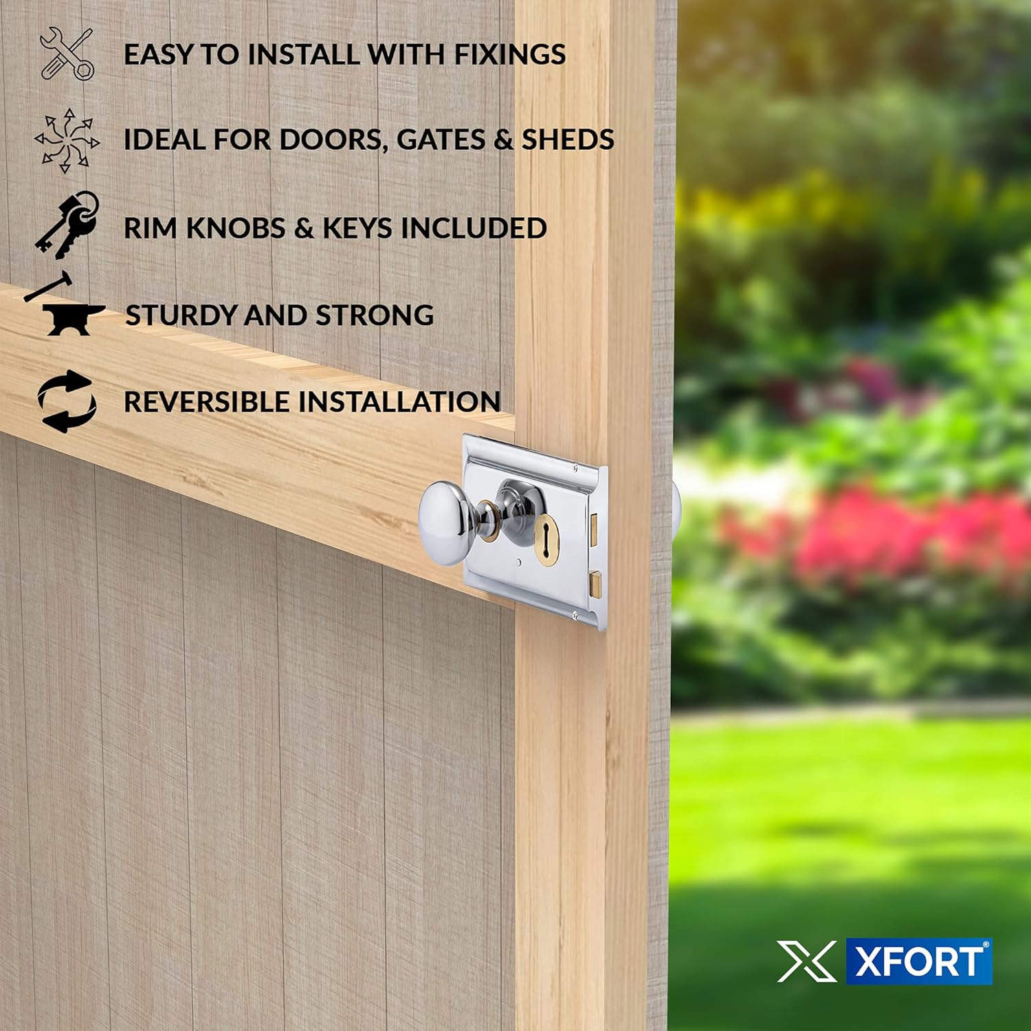 XFORT Premium Range 6″x 4″ Traditional Polished Chrome Rim Lock Set