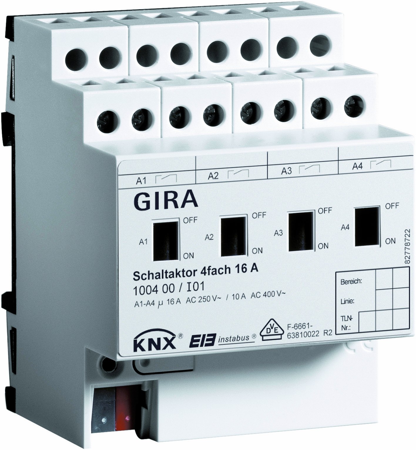 Gira 100400 relais commutation KNX EIB REG 4 canaux 16 A rail DIN