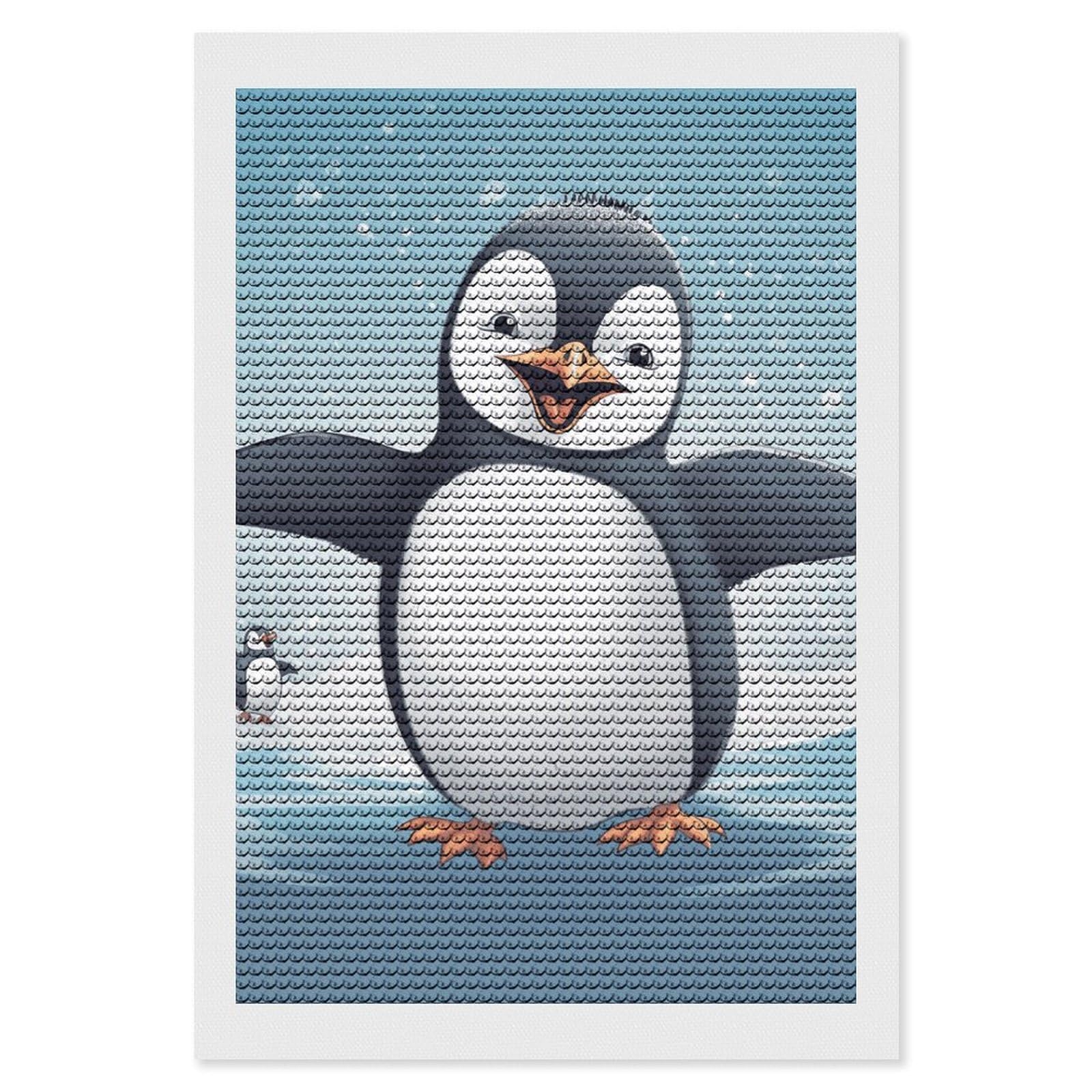 NONHAI Diamond Painting Kits for Adults - DIY Diamond Art Kits for Beginners - Full 5D Paint Drill Diamond Dots Paintings- Happy Penguin Diamonds Pictures Gem Art and Craft Wall Decor 8"x12"