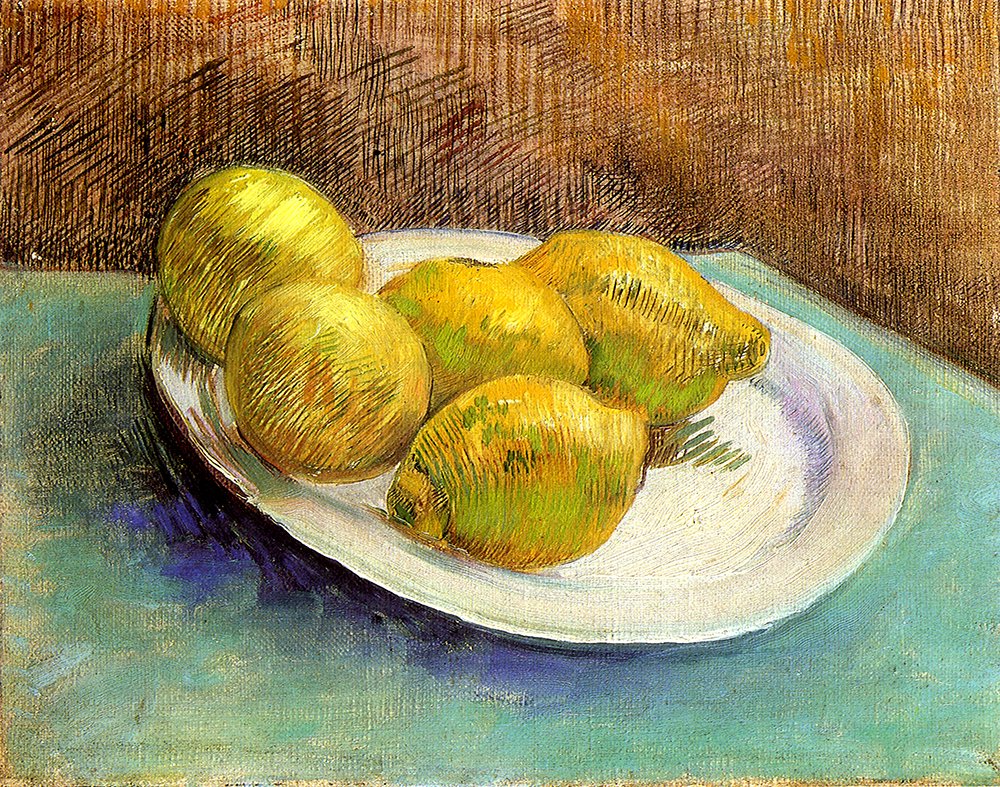 Tableau Van Gogh Still Life with Lemons Affiche XL Cadre Noir Matte
