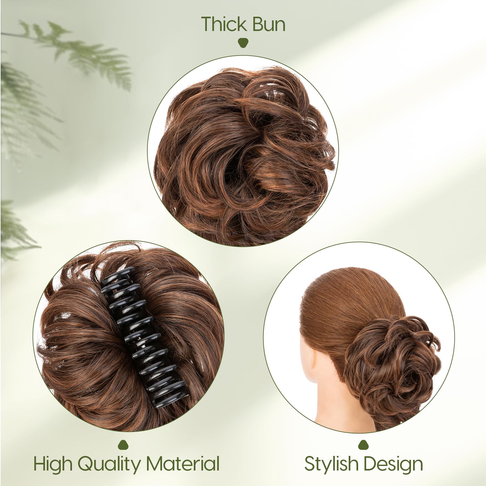 Benehair Messy Bun Hair Piece Claw Clip Wavy Curly Hair Bun Extensions Synthetic Hair Bun Donut Accessories Scrunchies Hair Pieces for Women(Dark Brown mix Light Brown - Image 4