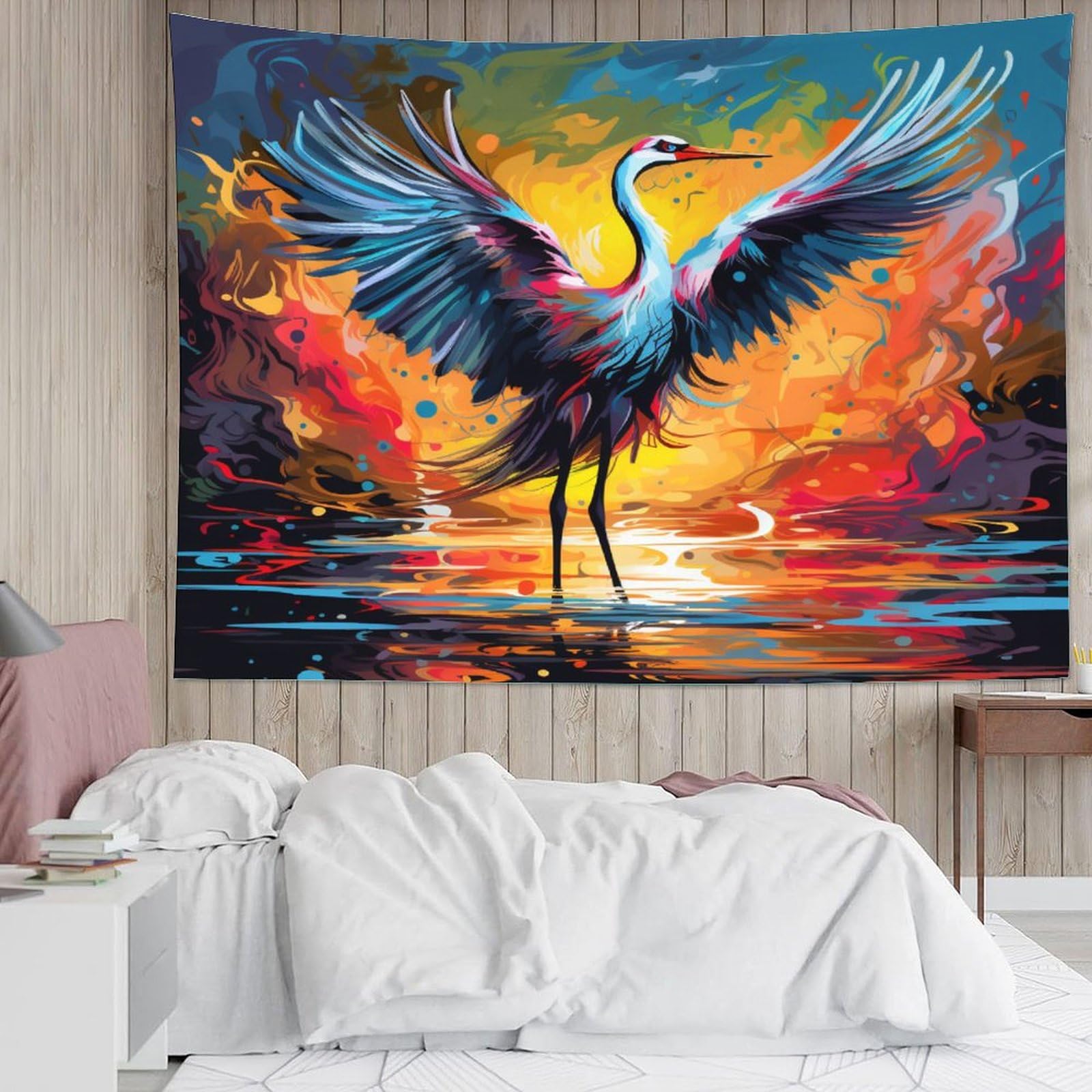 Arazzo Da Parete LZBXBXDA Foresta Di Ferro Con Corna E Tramonto Sanguinoso - 100% Poliestere, 130x150 Cm, Arte Horror