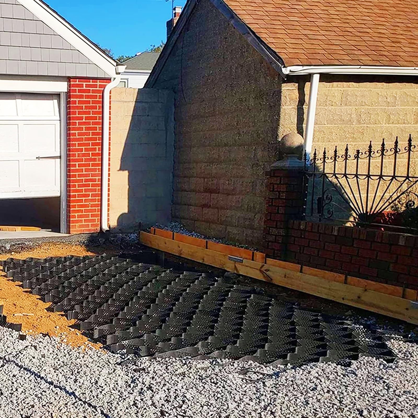 QYMYOZ Geogrid for Gravel Driveway & Patio Paver Base - Heavy-Duty 2" Polyethylene DIY Stabilizer for Garden, Playground, Park - Permeable Paving (500cm x 900cm)