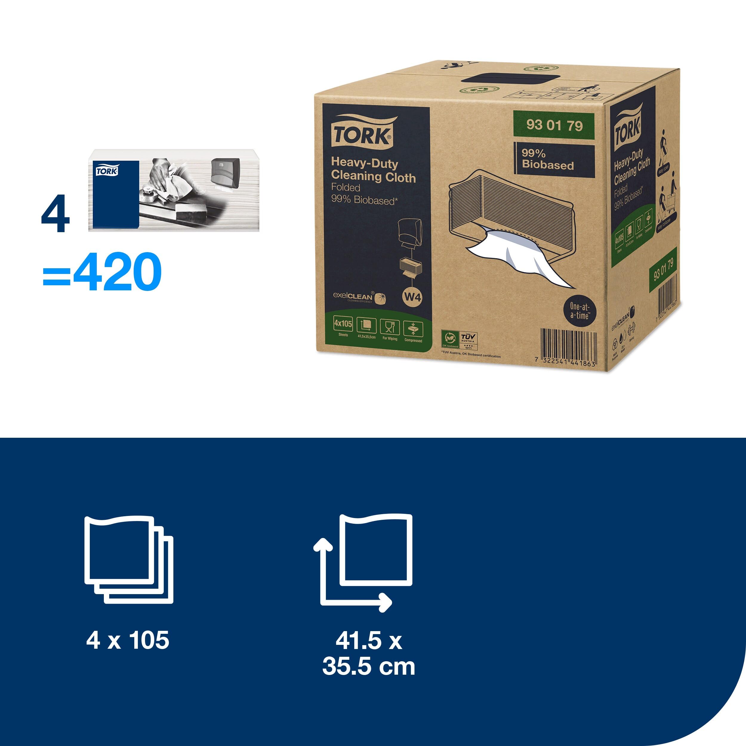 Tork Trapo de Limpieza Blanco de Base Biológica W4, 1 Capa, 4 x 105 Bayetas, 930179