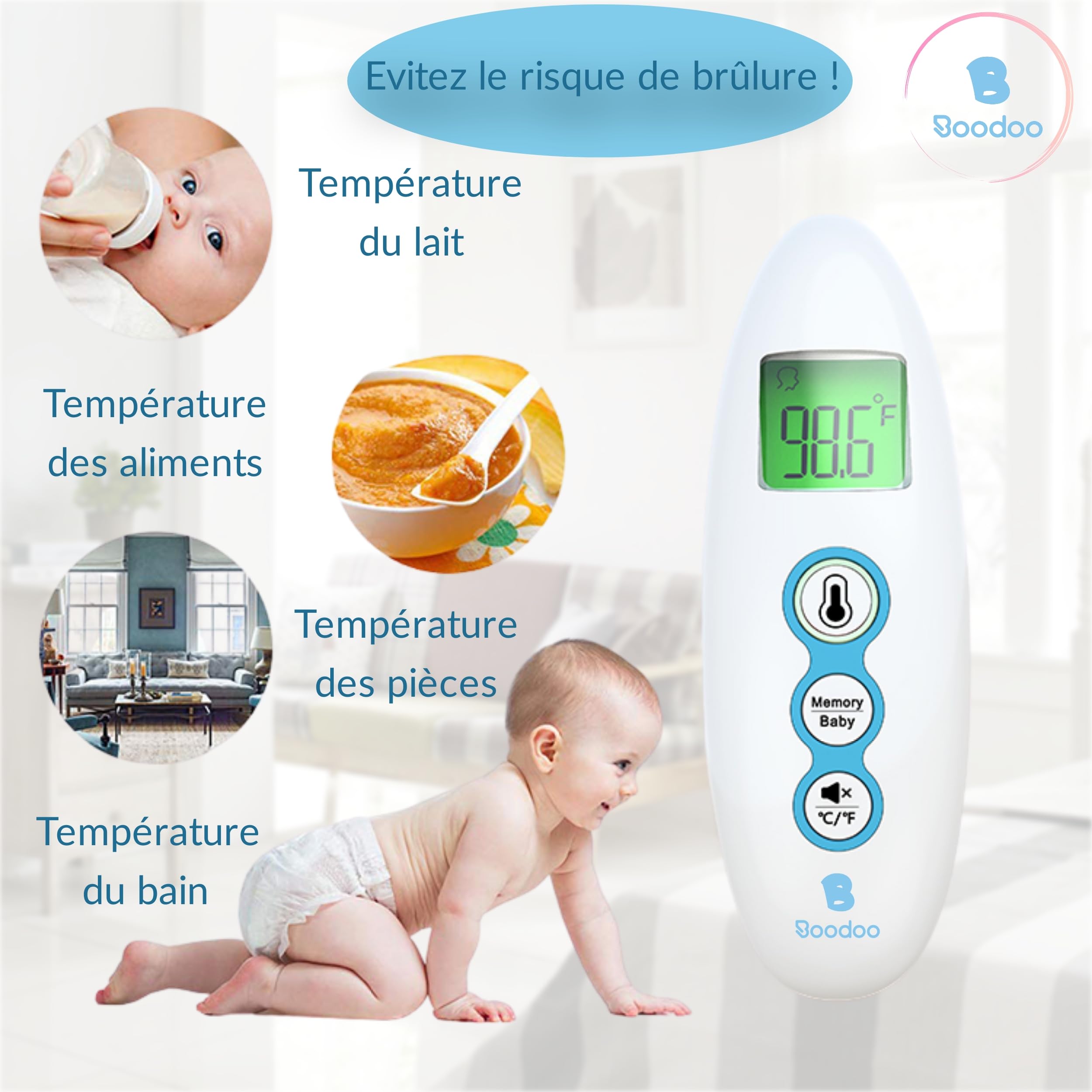 Thermomètre Frontal Auriculaire Multifonctions ABBICARE™ Avec Sacoche