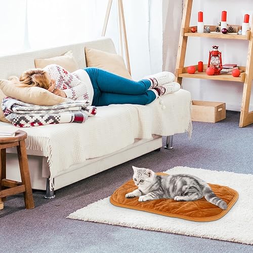 Miniatura 7 de NAMOTEK Tapete autocalentable para gatos para interiores y exteriores, súper suave, auto calentable, manta térmica lavable para gatos y perros, 21 x