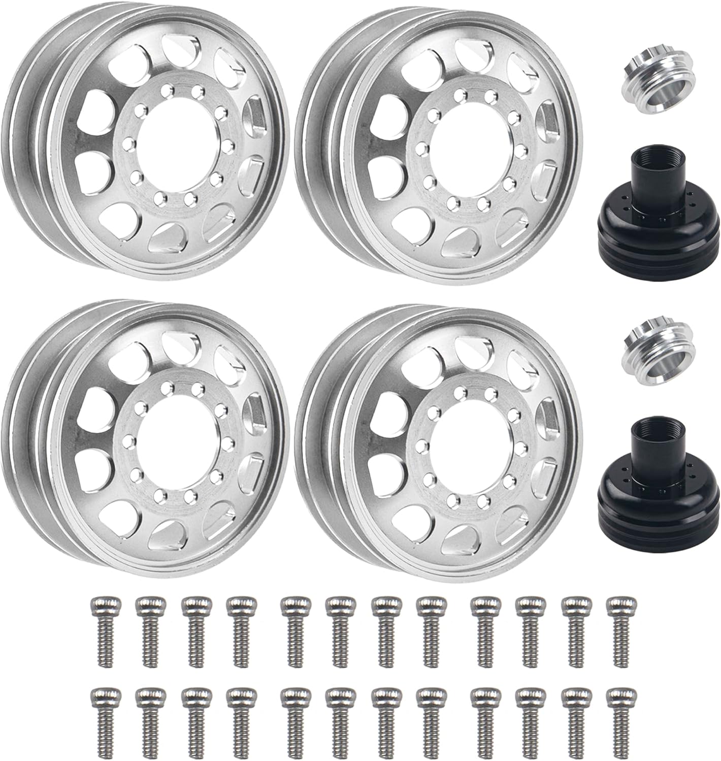 2Pcs Vgoohobby Metal Beadlock Rear Wheel Hubs Rims Compatible with 1/14 Tamiya Tractor Truck Climbing Trailer Cargo RC Car Upgrade Parts