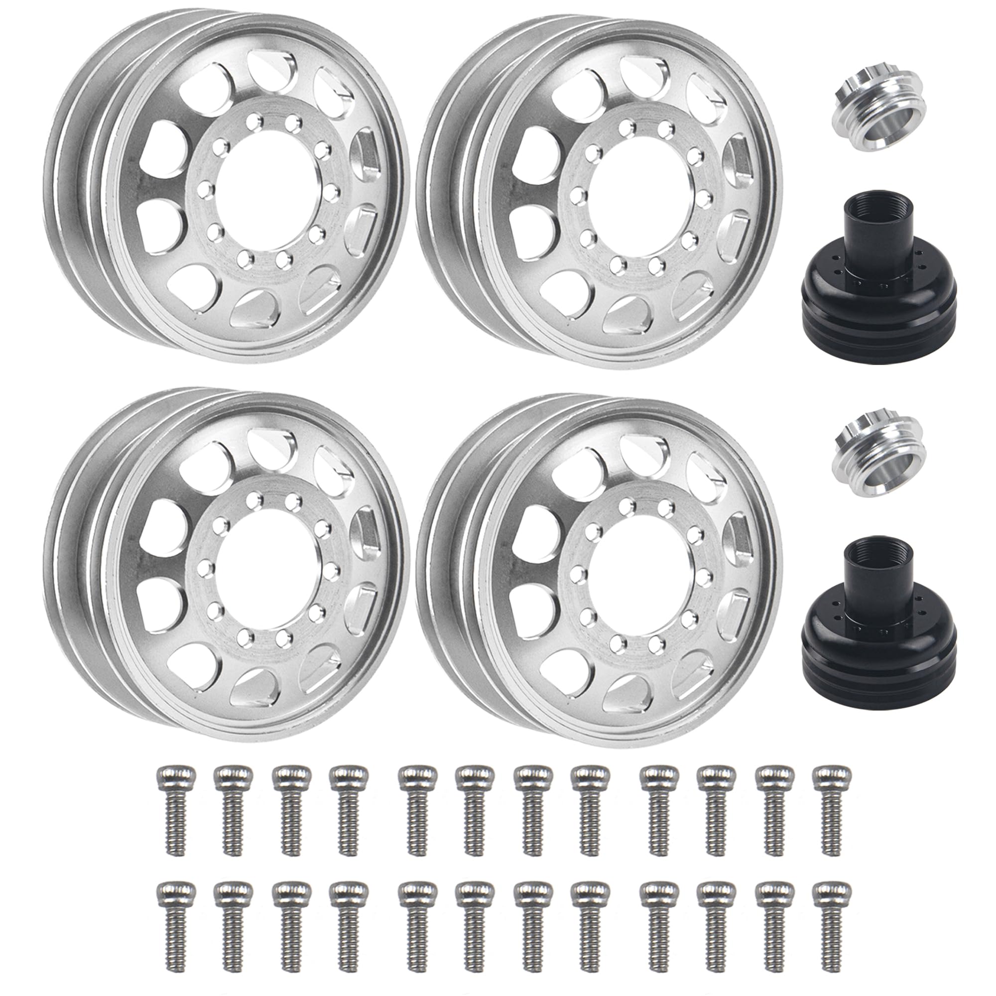 2Pcs Vgoohobby Metal Beadlock Rear Wheel Hubs Rims Compatible with 1/14 Tamiya Tractor Truck Climbing Trailer Cargo RC Car Upgrade Parts