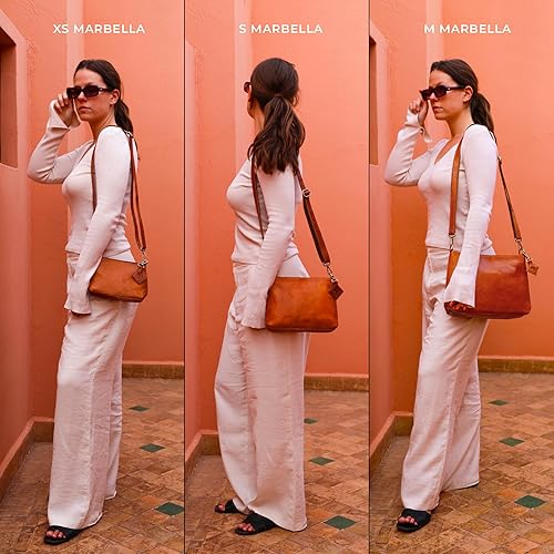 Miniatura 10 de BERLINER BAGS Vintage Genuine Leather Shoulder Bag Marbella S, Small Crossbody Purse for Women