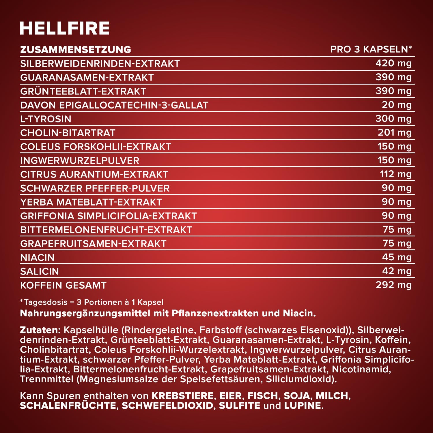 IronMaxx Hellfire – 150 Kapseln | Nahrungsergänzungsmittel mit Pflanzenextrakten, Koffein, Niacin und Cholin | Für aktive Phasen | Hochdosierte Rezeptur