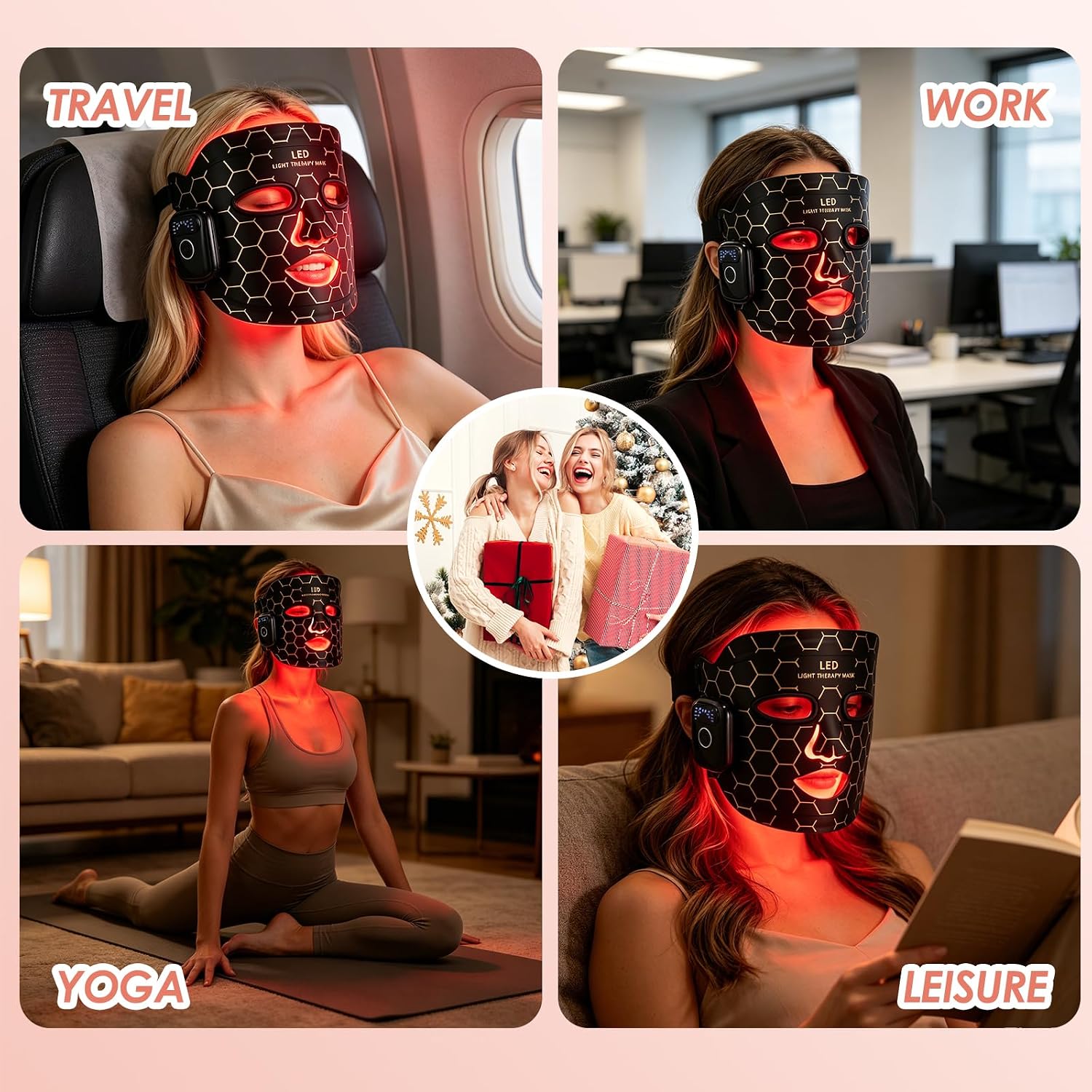Red Light Therapy for Face,7-Color Led Face Mask Light Therapy, 1200 mAh Rechargeable Magnetic Red Light Treatment Facial Mask, Timer & 3 Adjustable Brightness