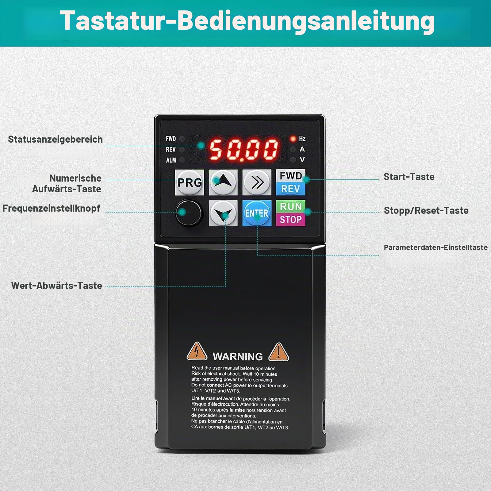 Frequenzumrichter 2,2kW, Frequenzumrichter 3 Phasen Drehzahlregler Motor, 380V 3 Phasen Eingang 3 Phasen Ausgang(Werksmodell :MS350-4T-2.2G 2.2KW)